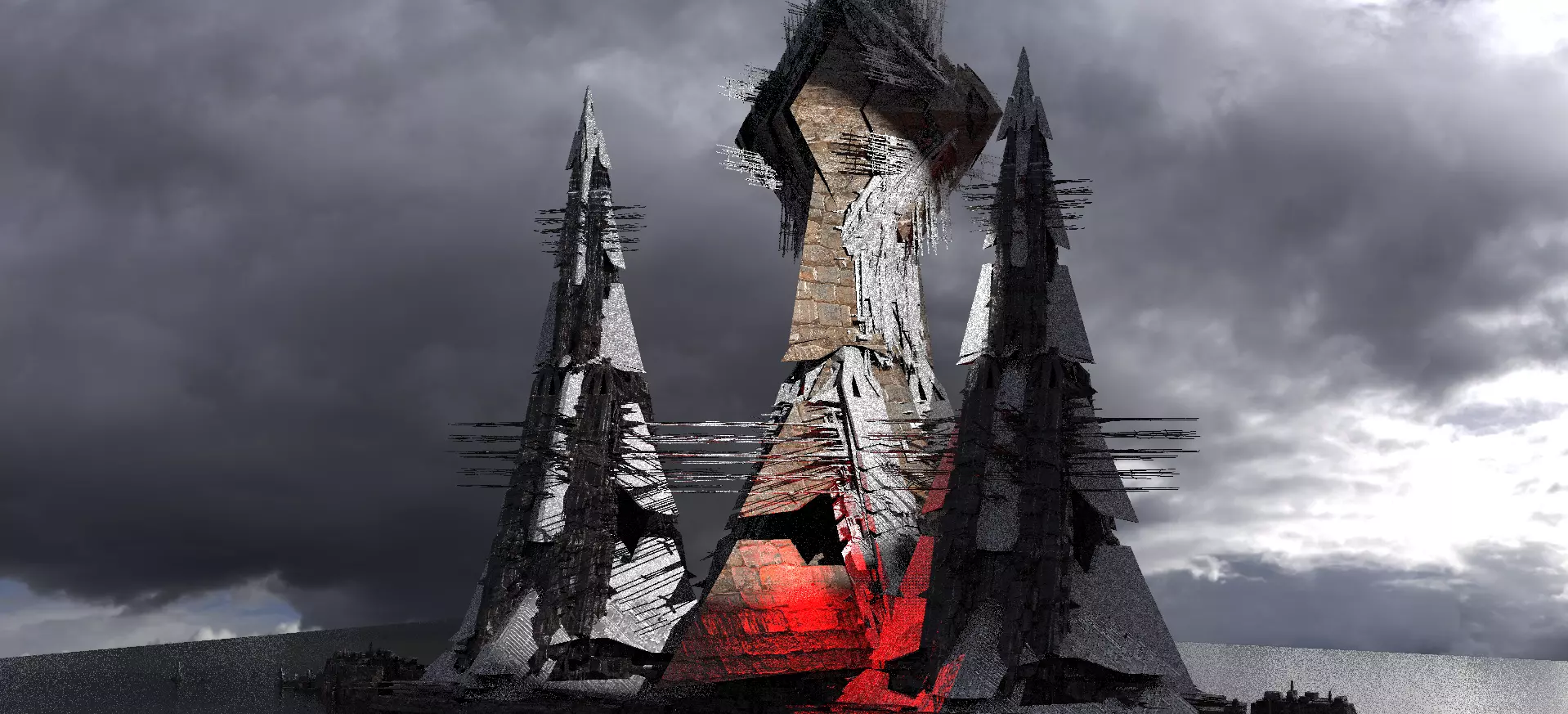 Sci-Fi Nile RiverTowers  Low-poly 3D model_0