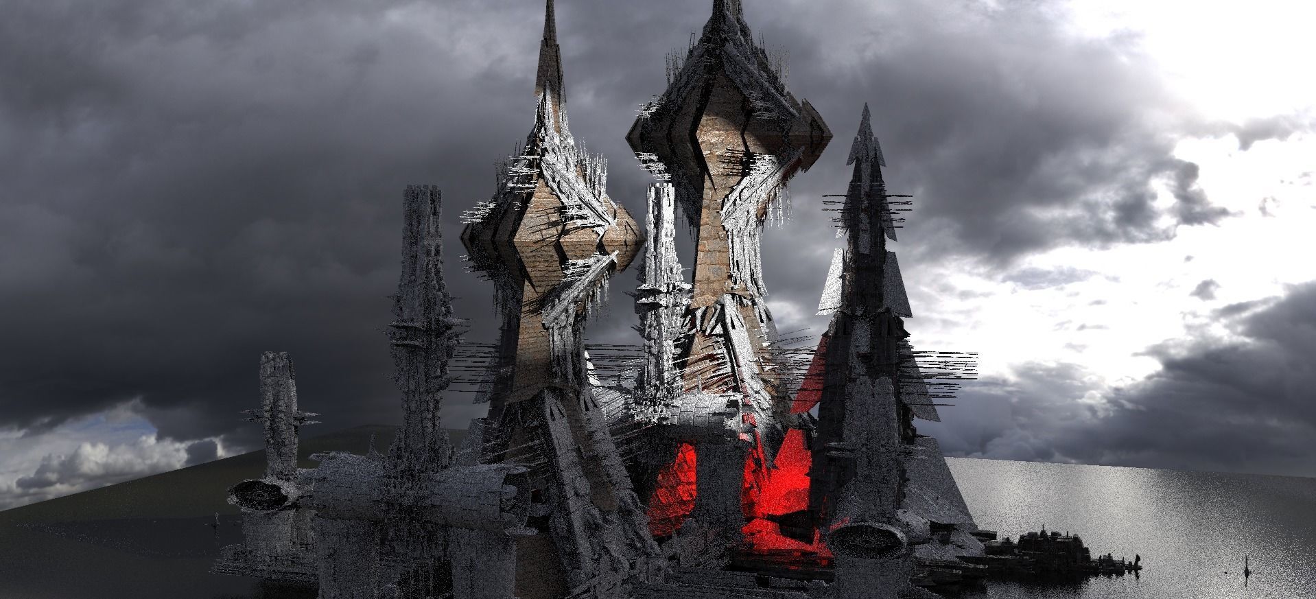 Sci-Fi Nile River Towers 2  3D model_1