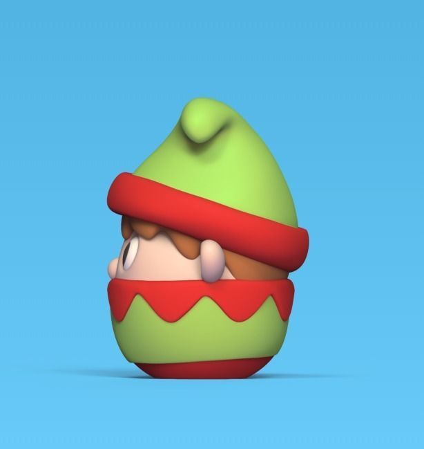 Round Xmas Elf 3D print model_1