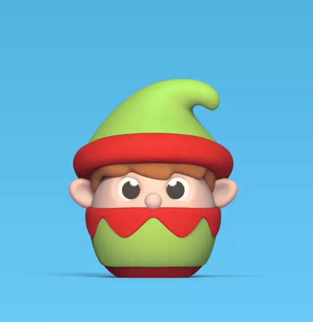 Round Xmas Elf 3D print model_0
