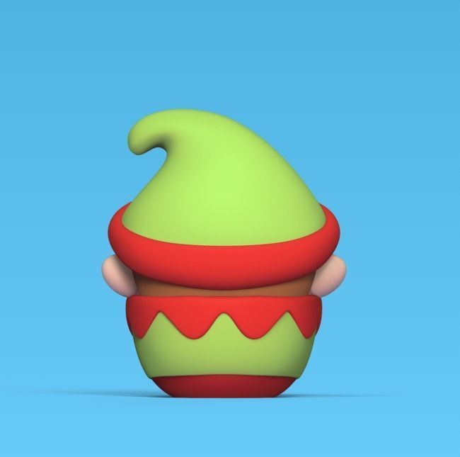 Round Xmas Elf 3D print model_2