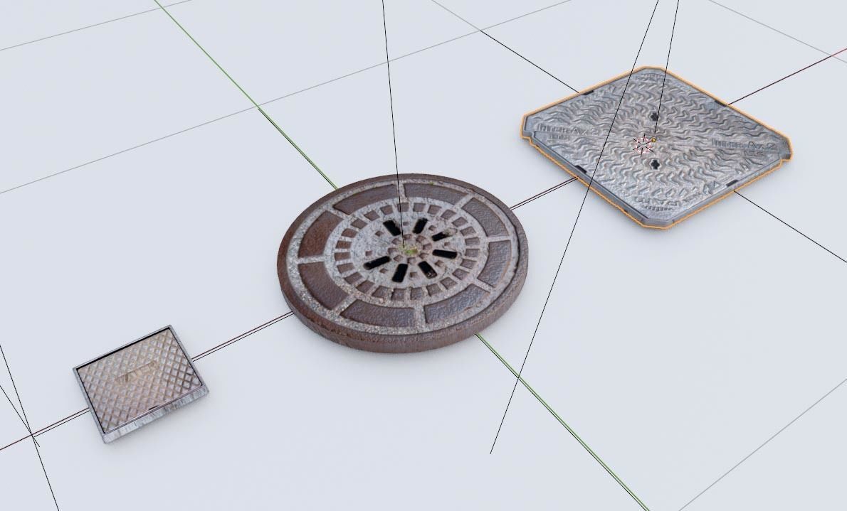 Inspection Chambers and Metal Maintenance Covers - Low-Poly Low-poly 3D model_6