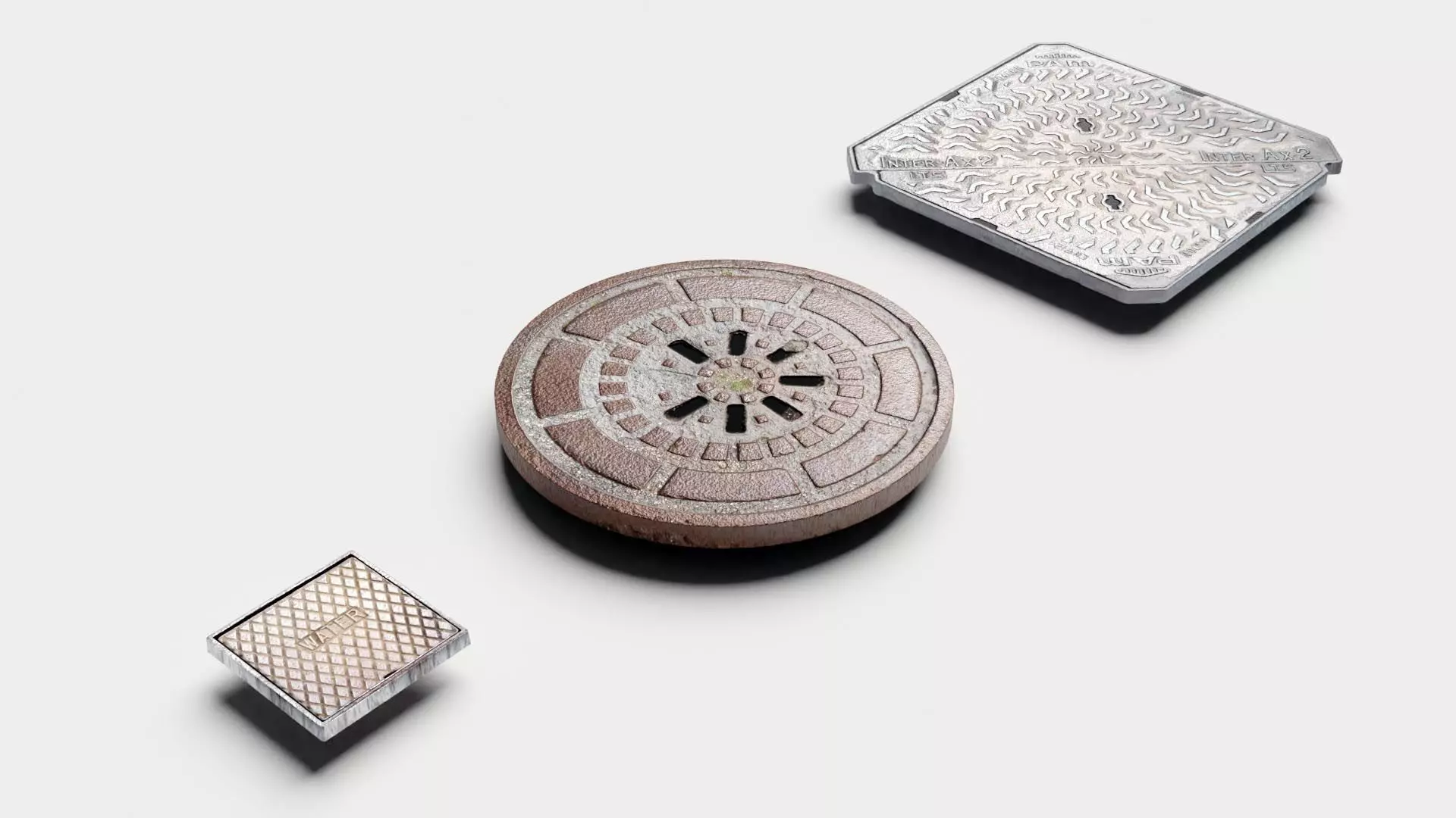 Inspection Chambers and Metal Maintenance Covers - Low-Poly Low-poly 3D model_0