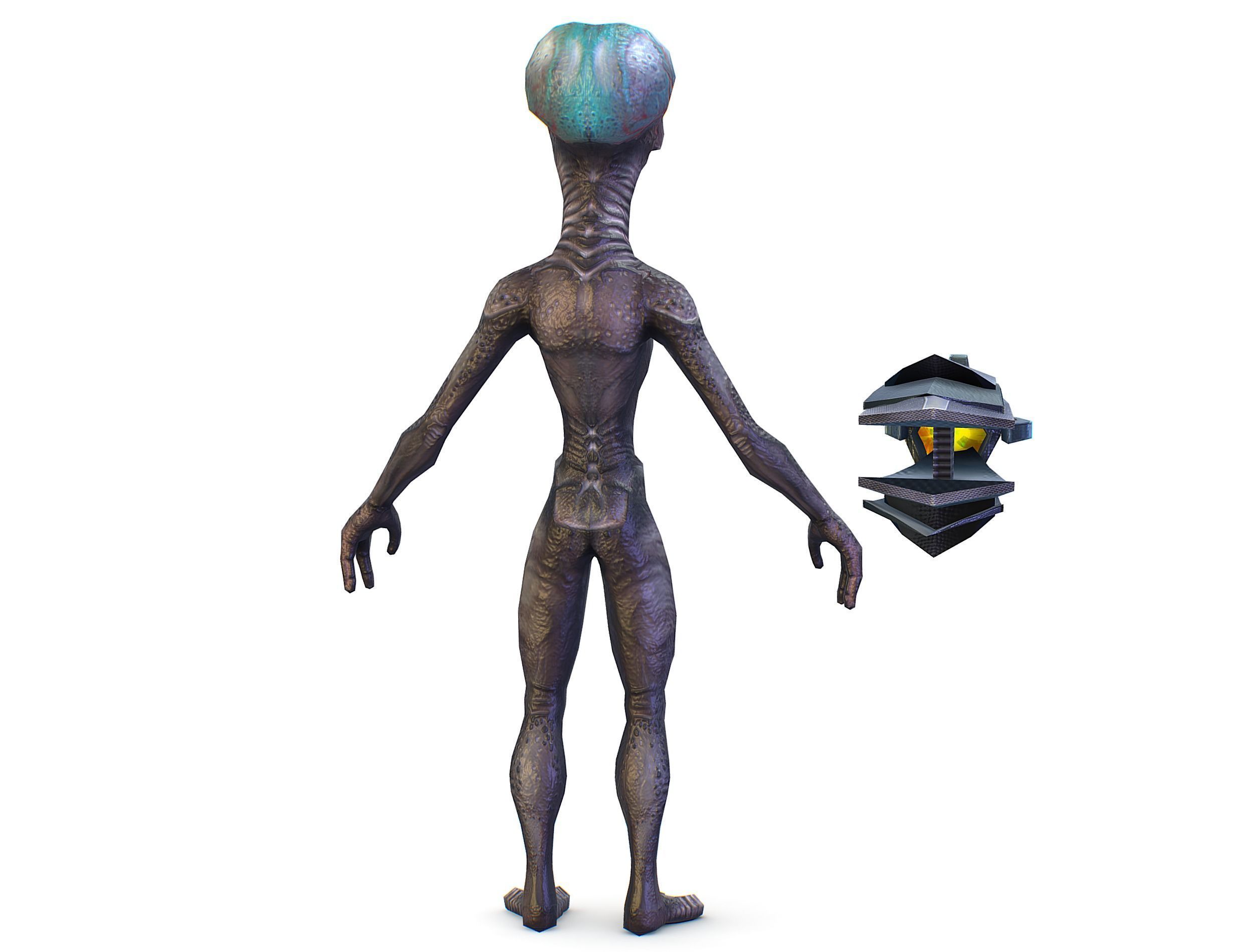 Grey Alien UFO Low-poly 3D model_6