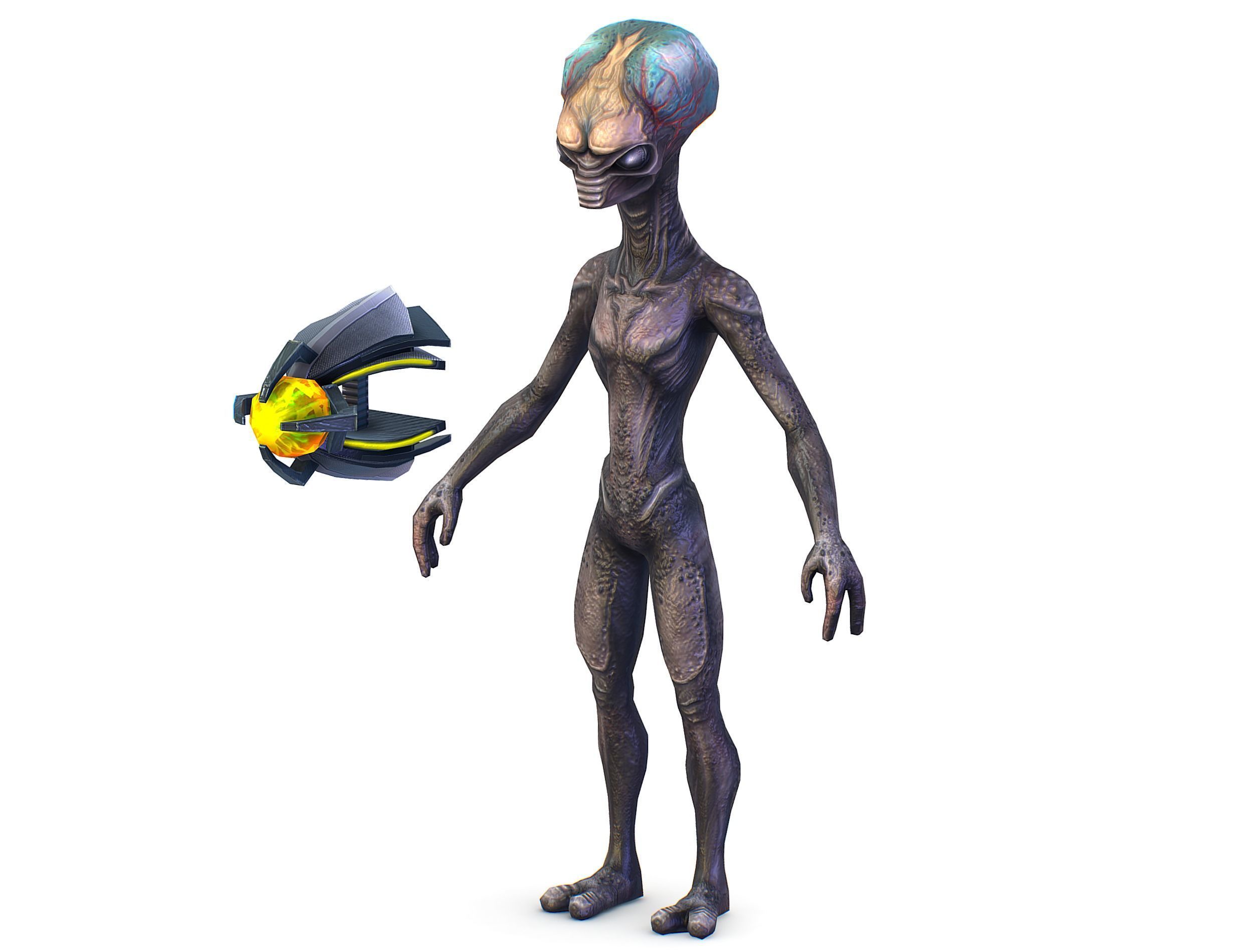 Grey Alien UFO Low-poly 3D model_10