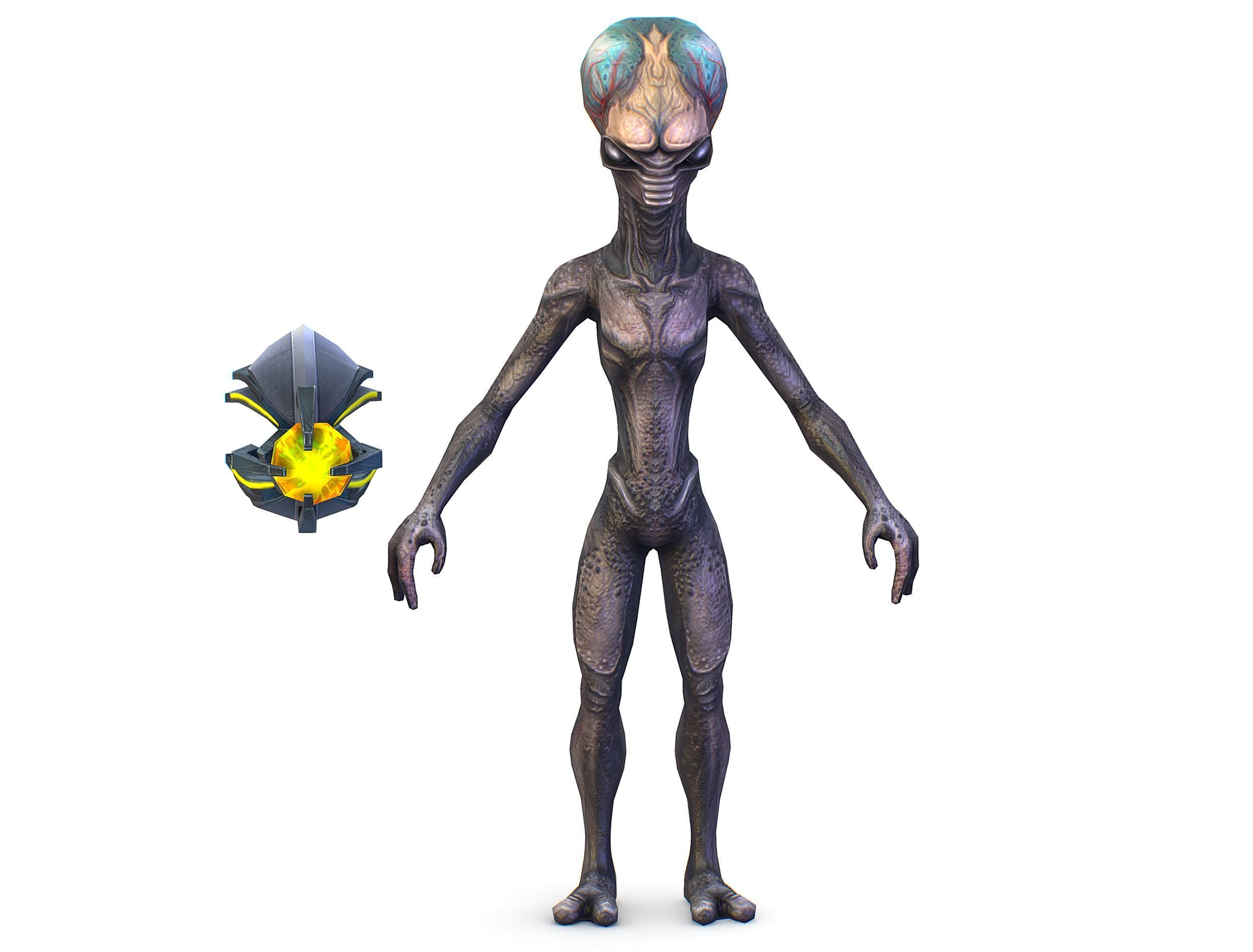 Grey Alien UFO Low-poly 3D model_11