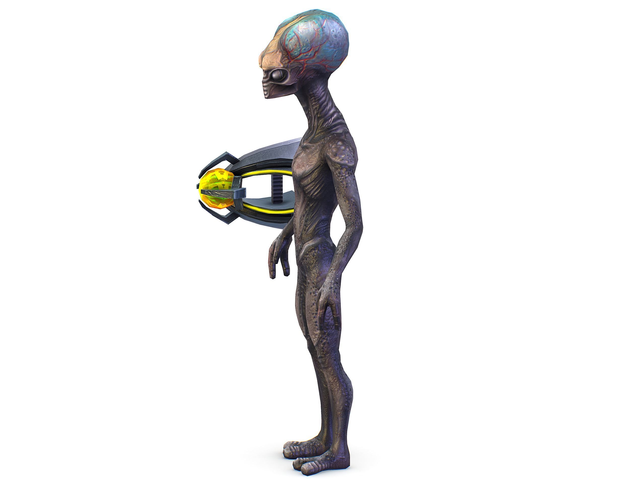 Grey Alien UFO Low-poly 3D model_9