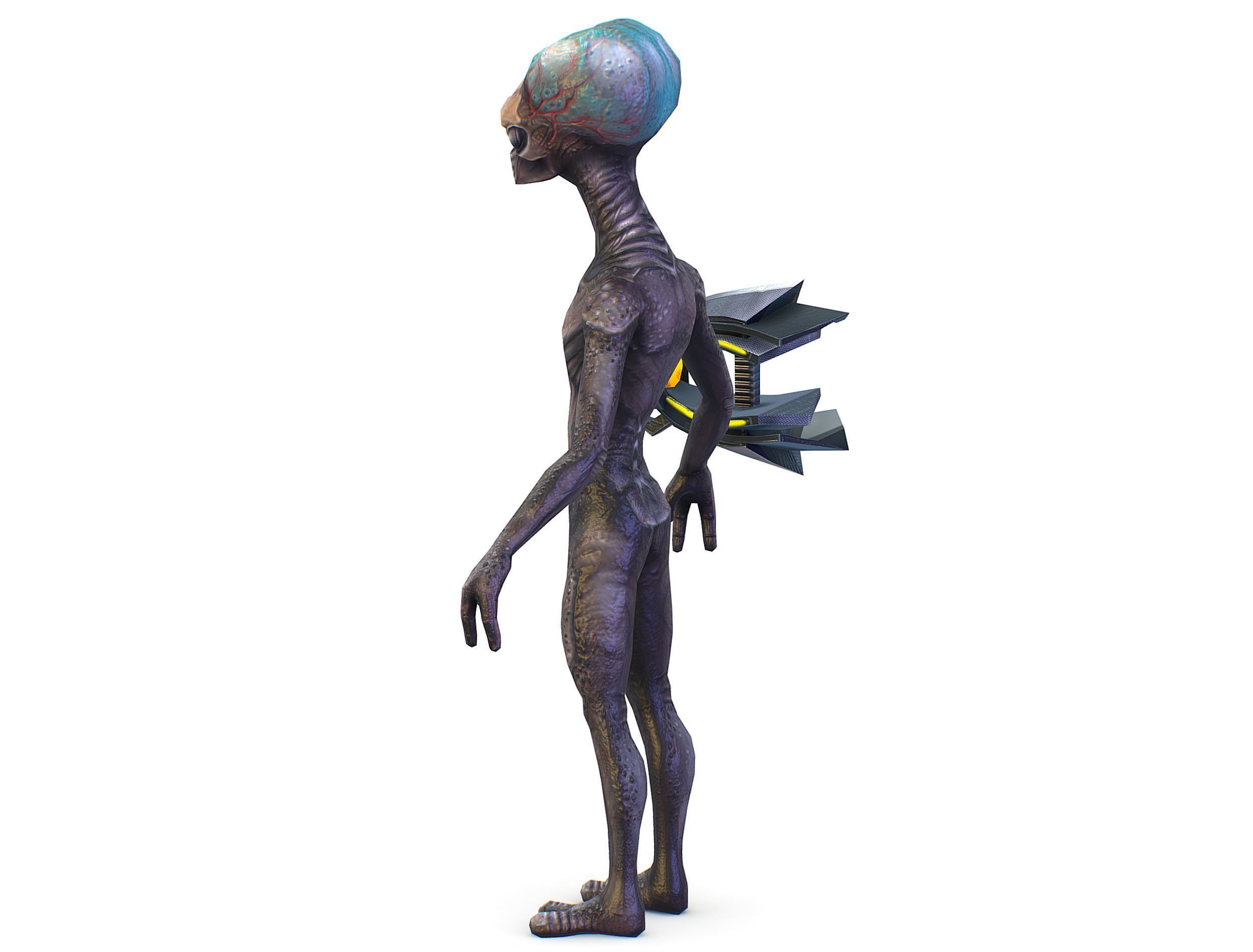 Grey Alien UFO Low-poly 3D model_8