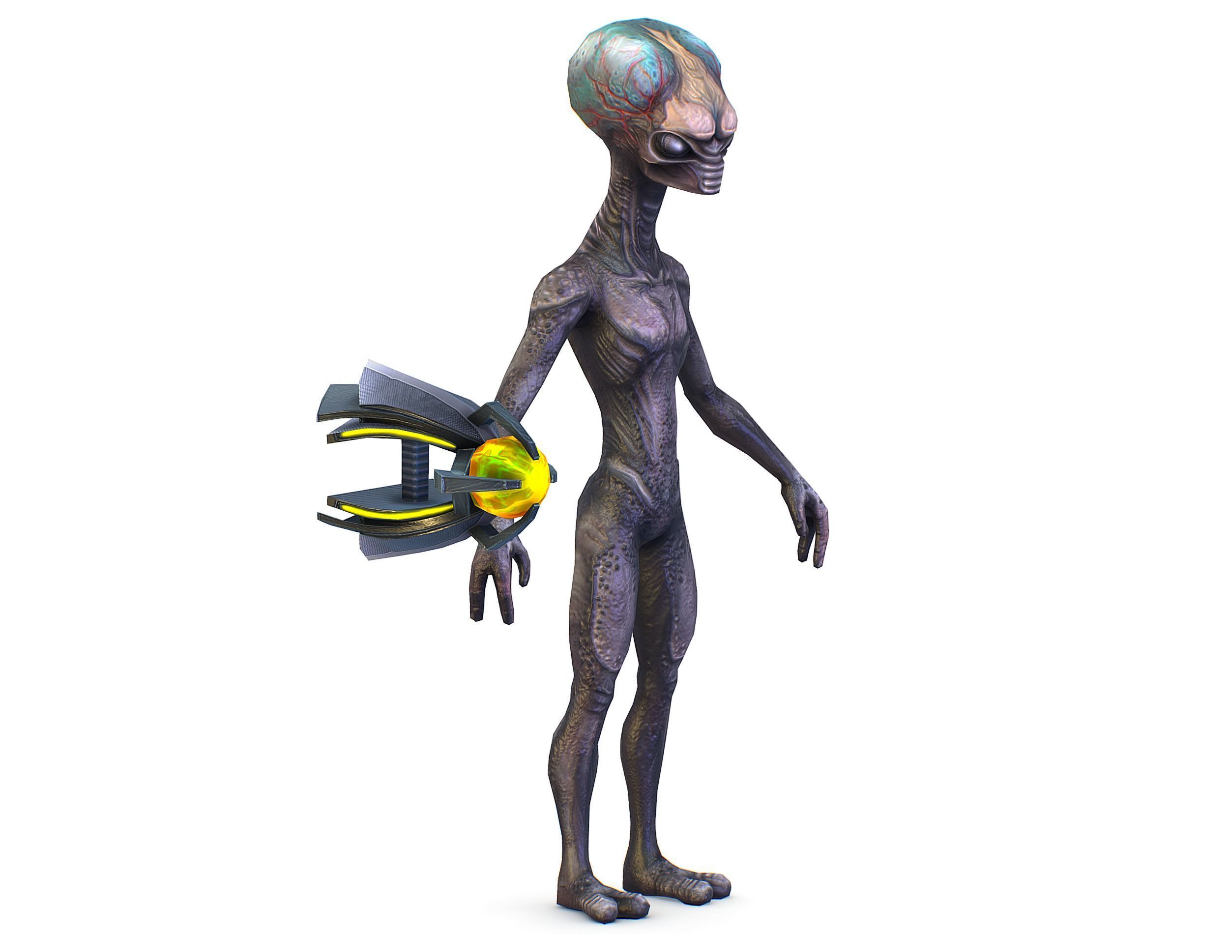 Grey Alien UFO Low-poly 3D model_1