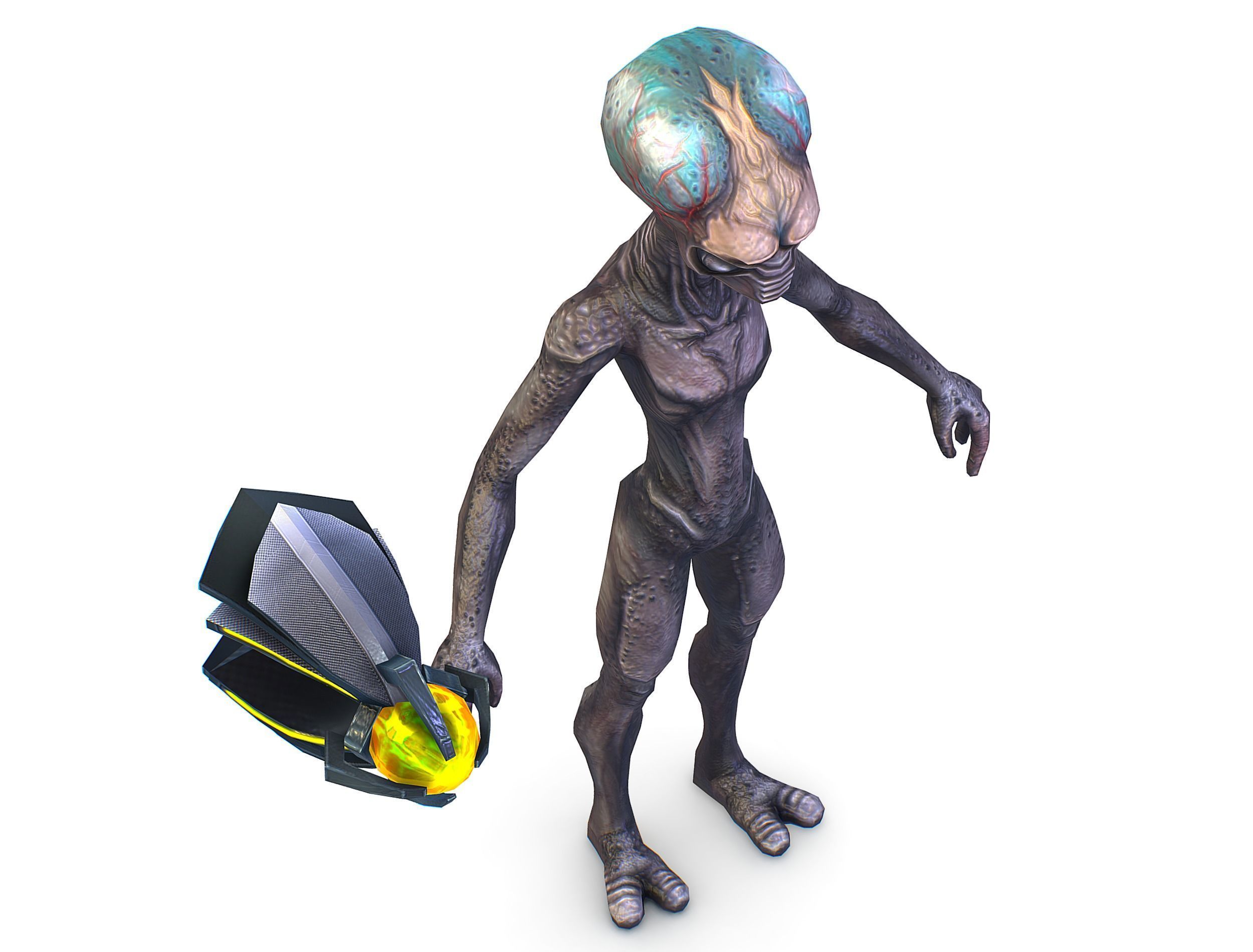 Grey Alien UFO Low-poly 3D model_13