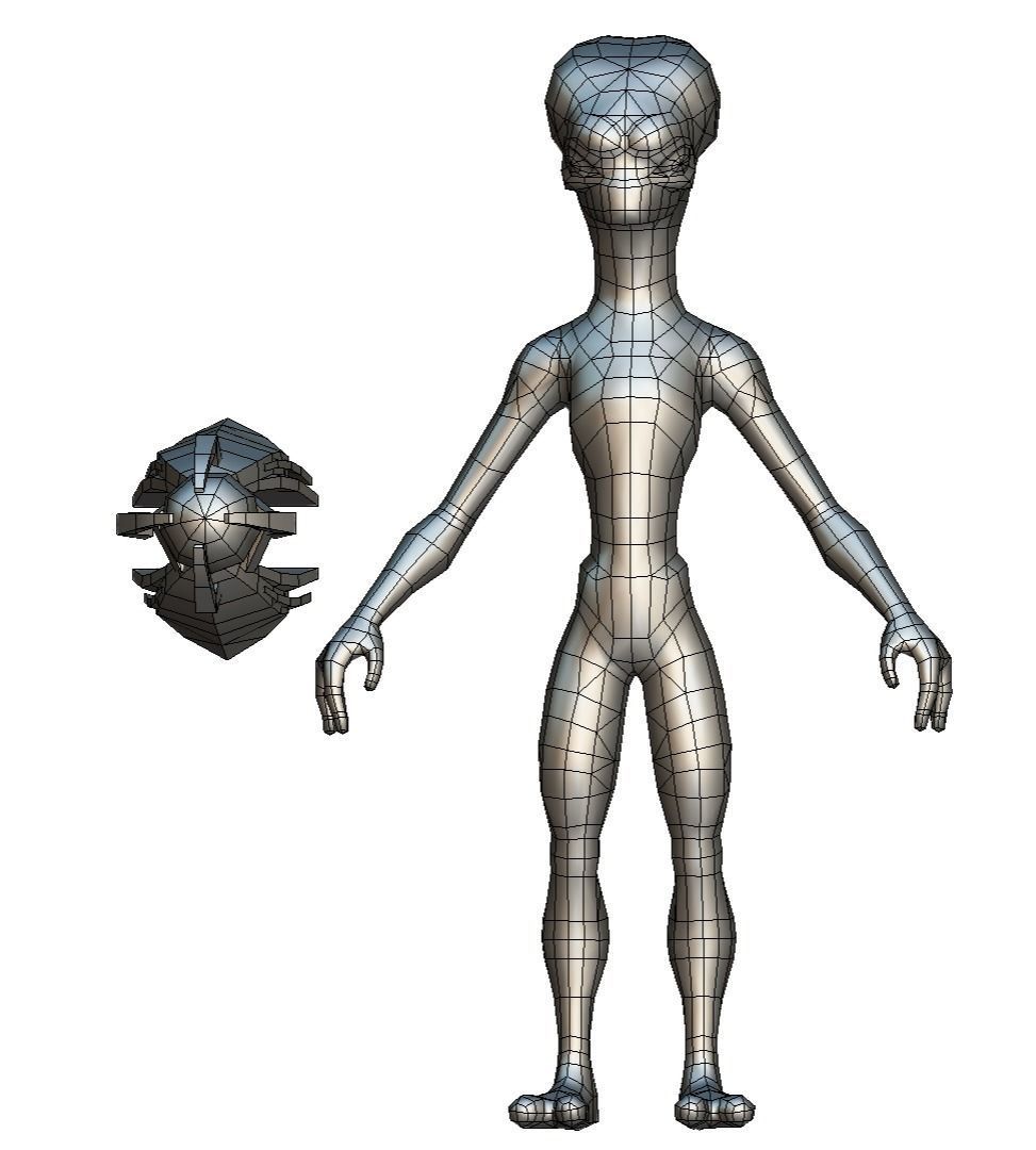 Grey Alien UFO Low-poly 3D model_28