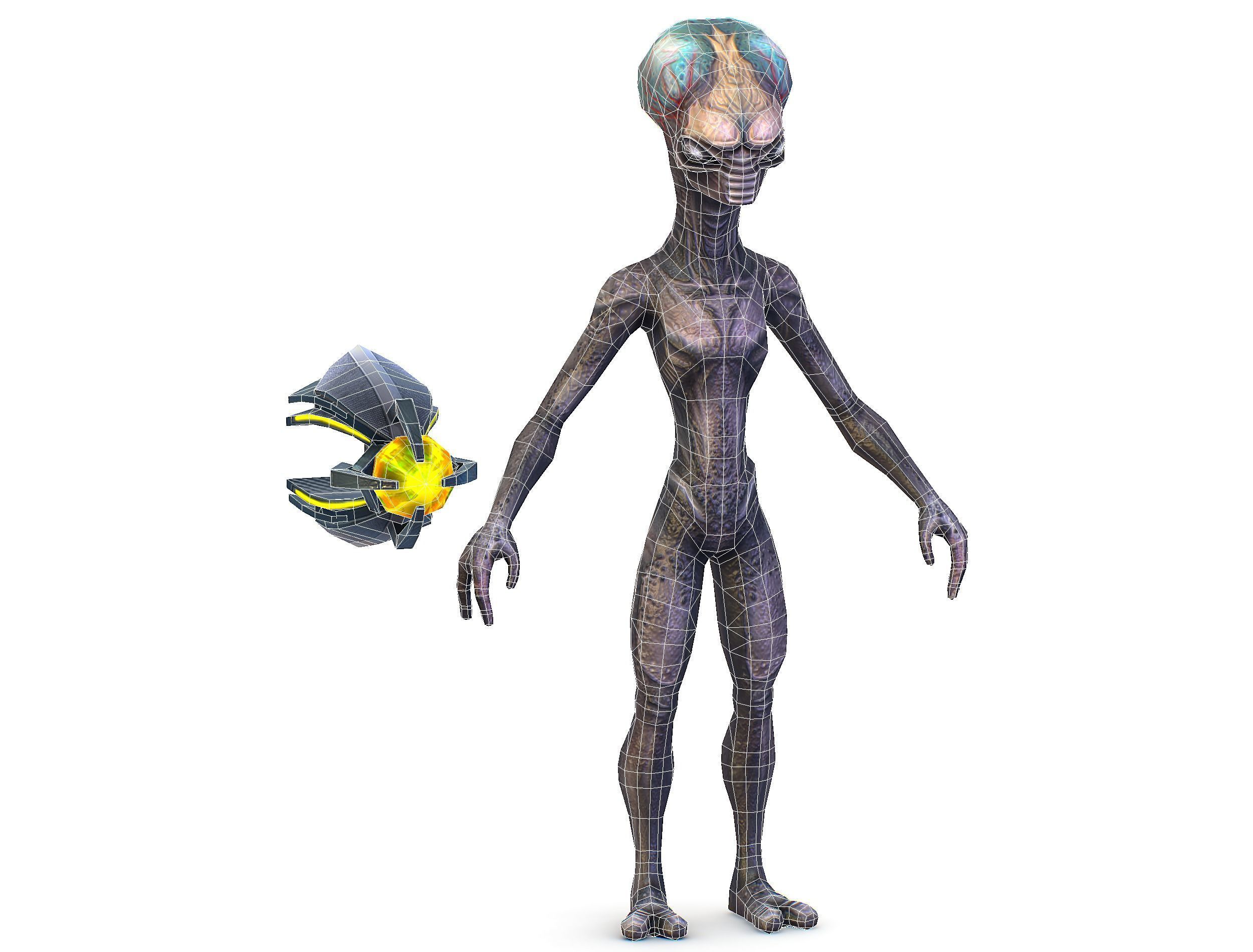 Grey Alien UFO Low-poly 3D model_21