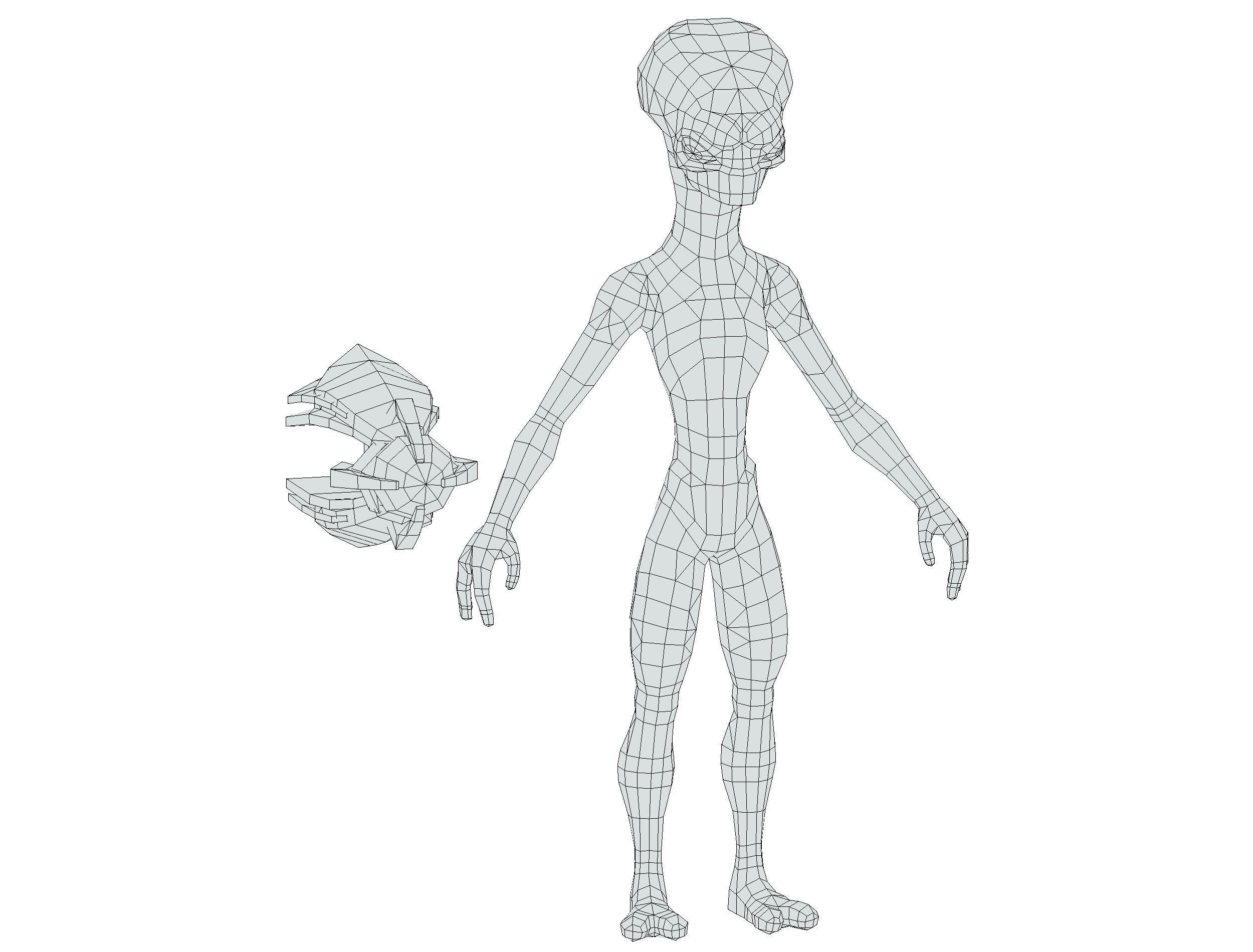 Grey Alien UFO Low-poly 3D model_24