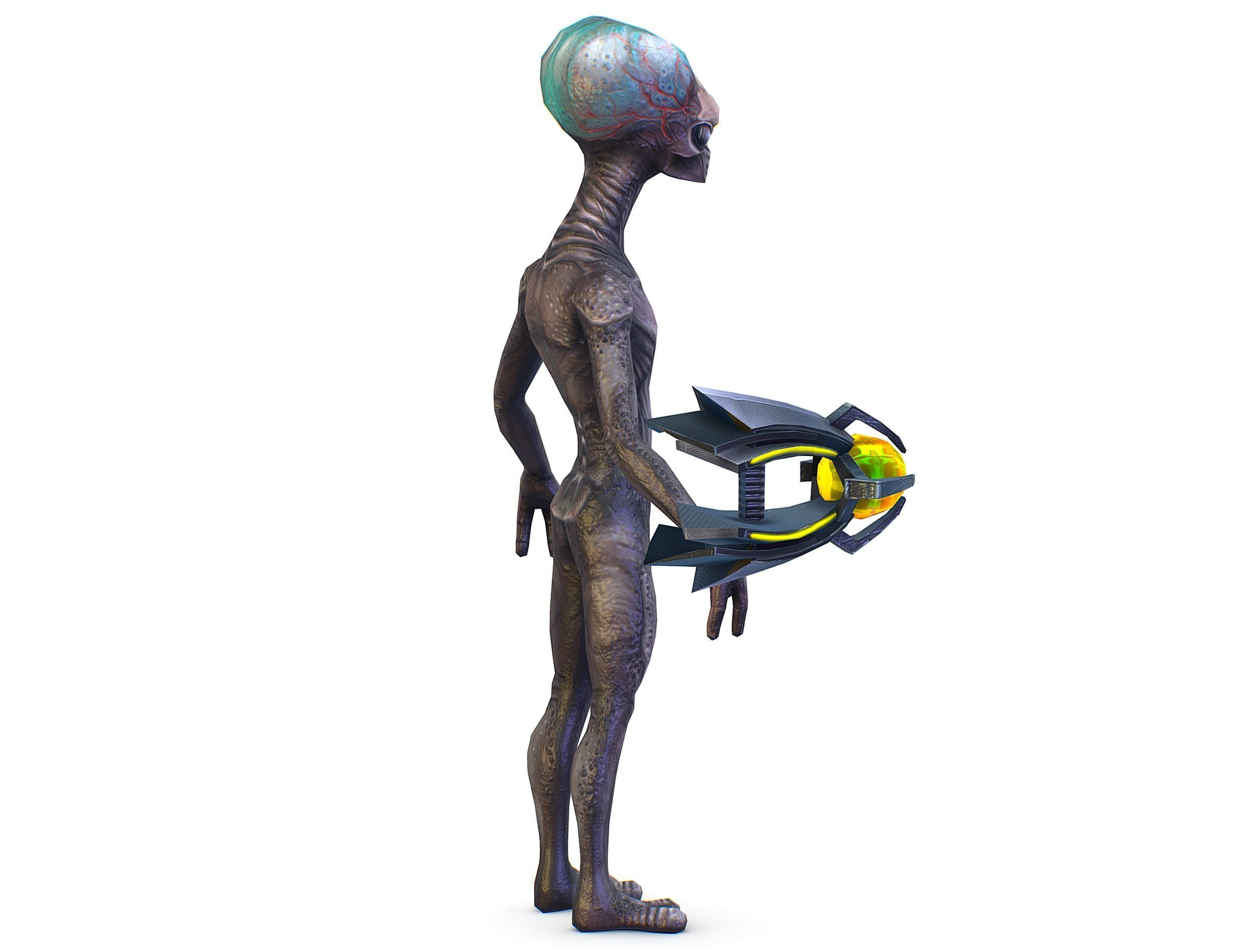 Grey Alien UFO Low-poly 3D model_4