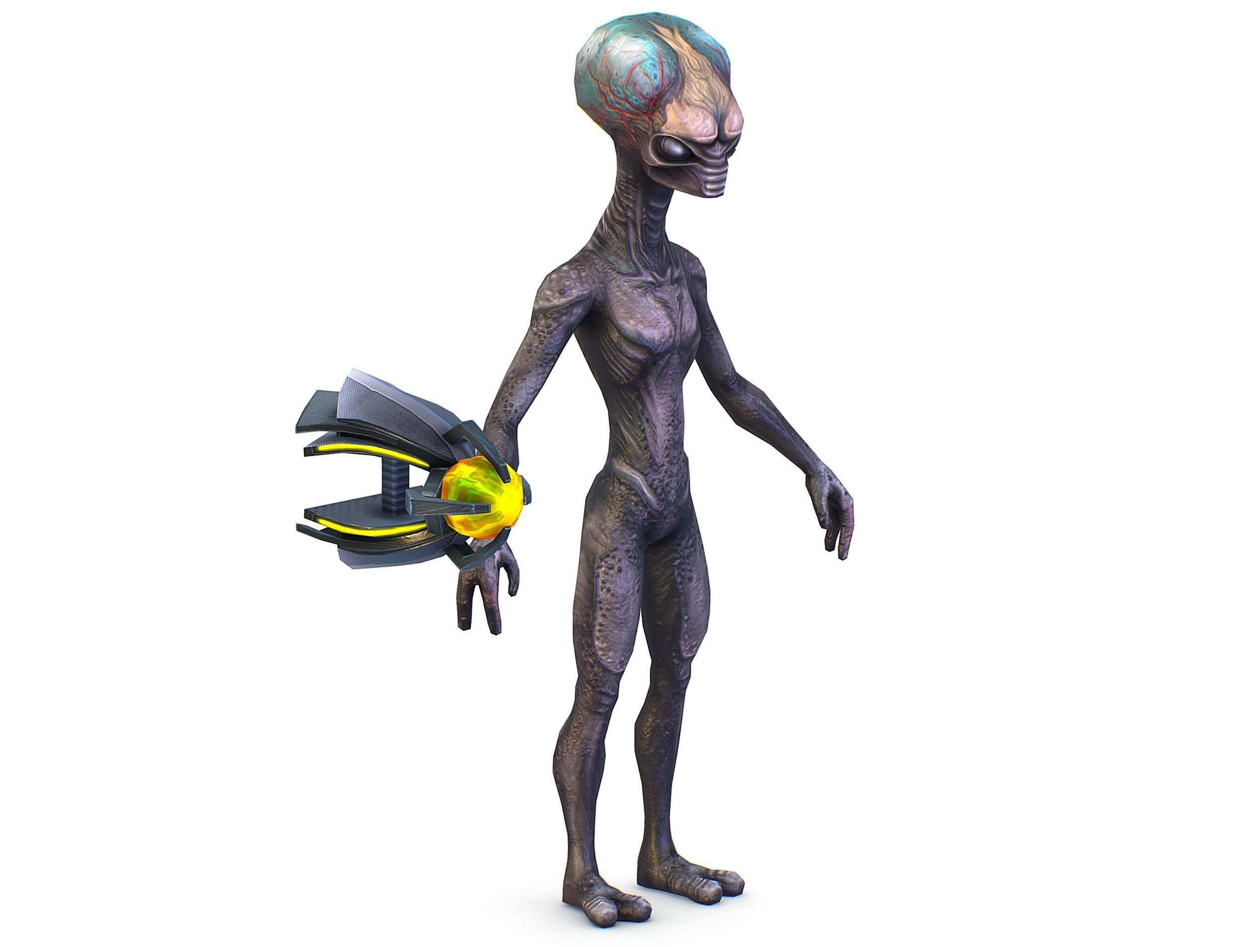 Grey Alien UFO Low-poly 3D model_12