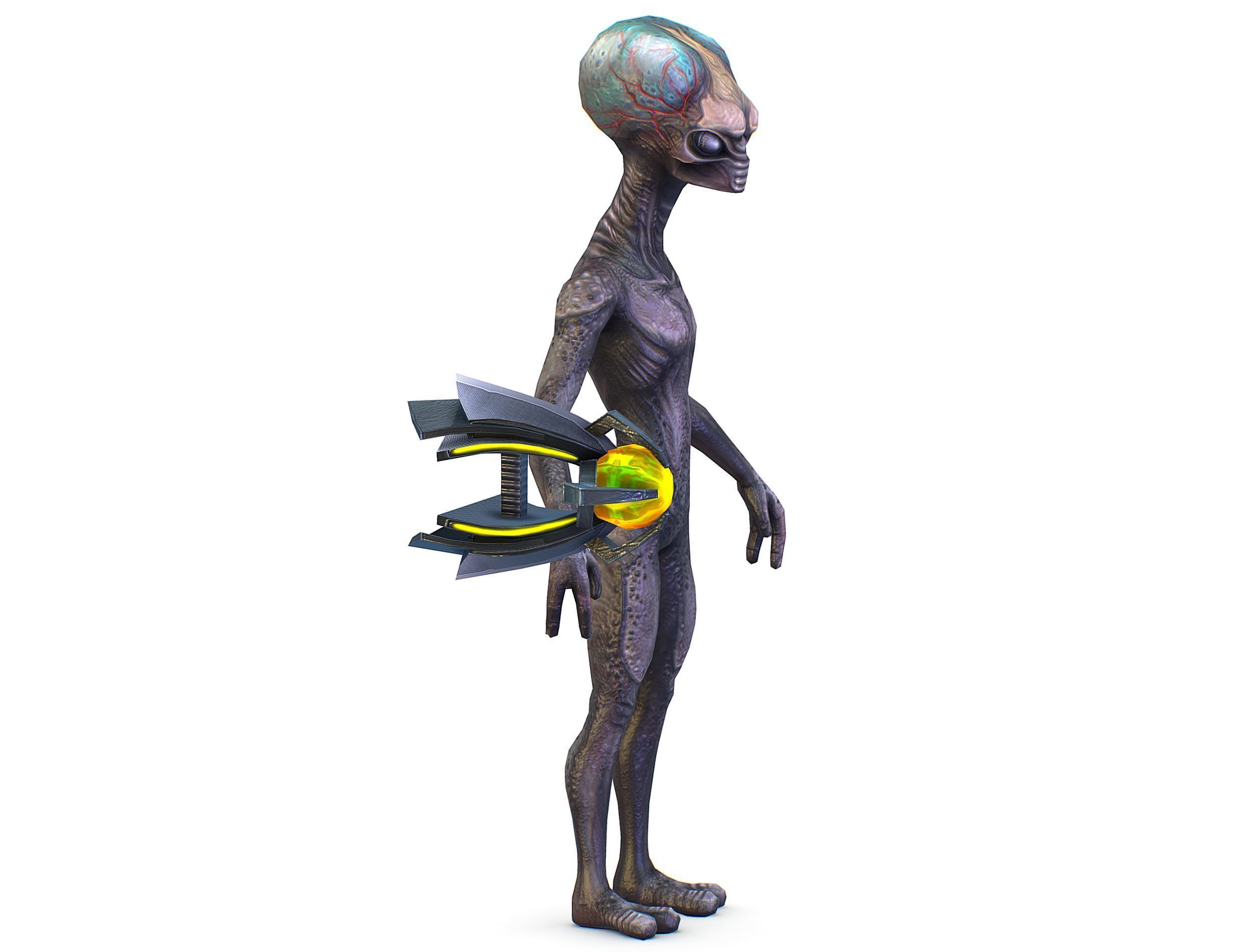 Grey Alien UFO Low-poly 3D model_2