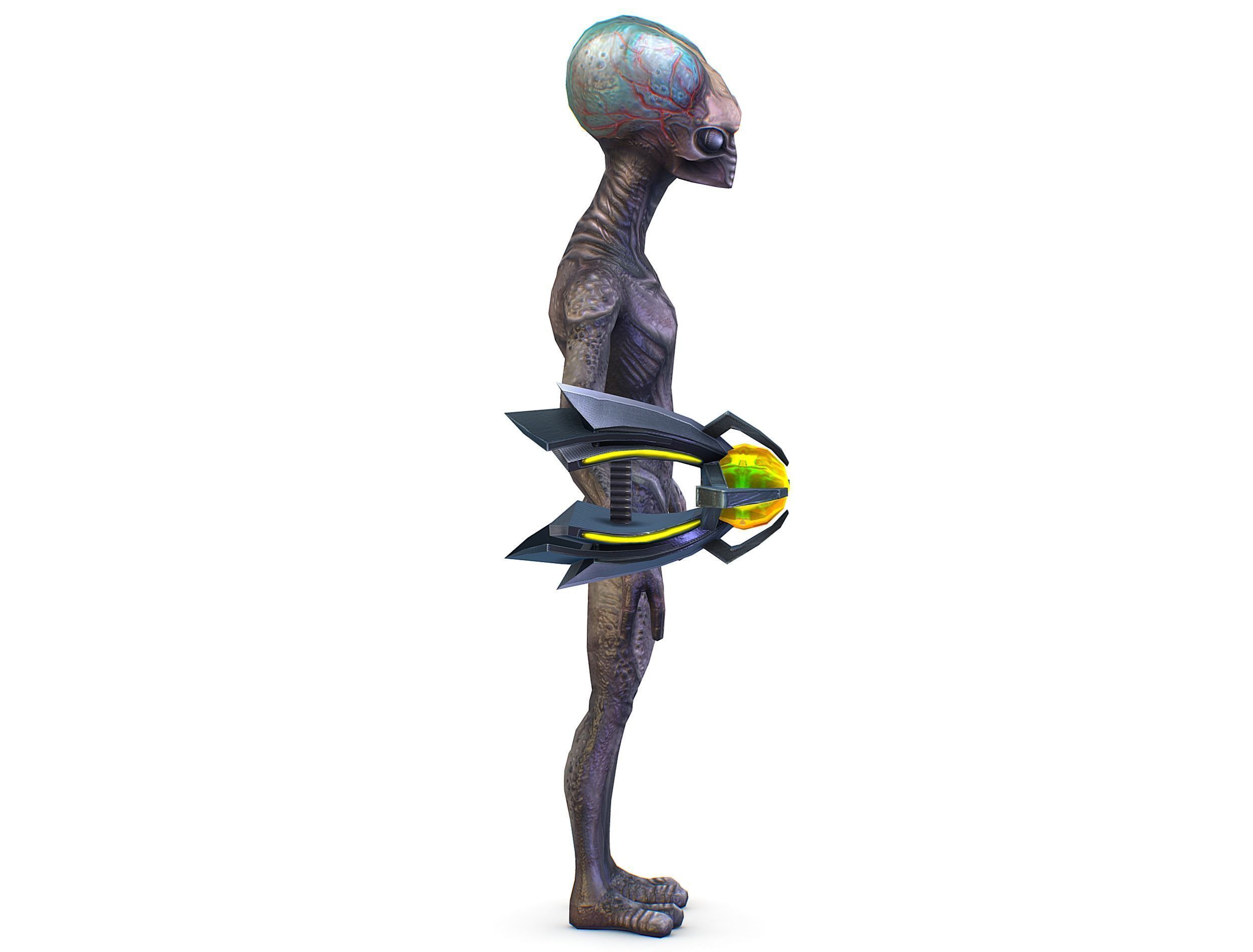 Grey Alien UFO Low-poly 3D model_3