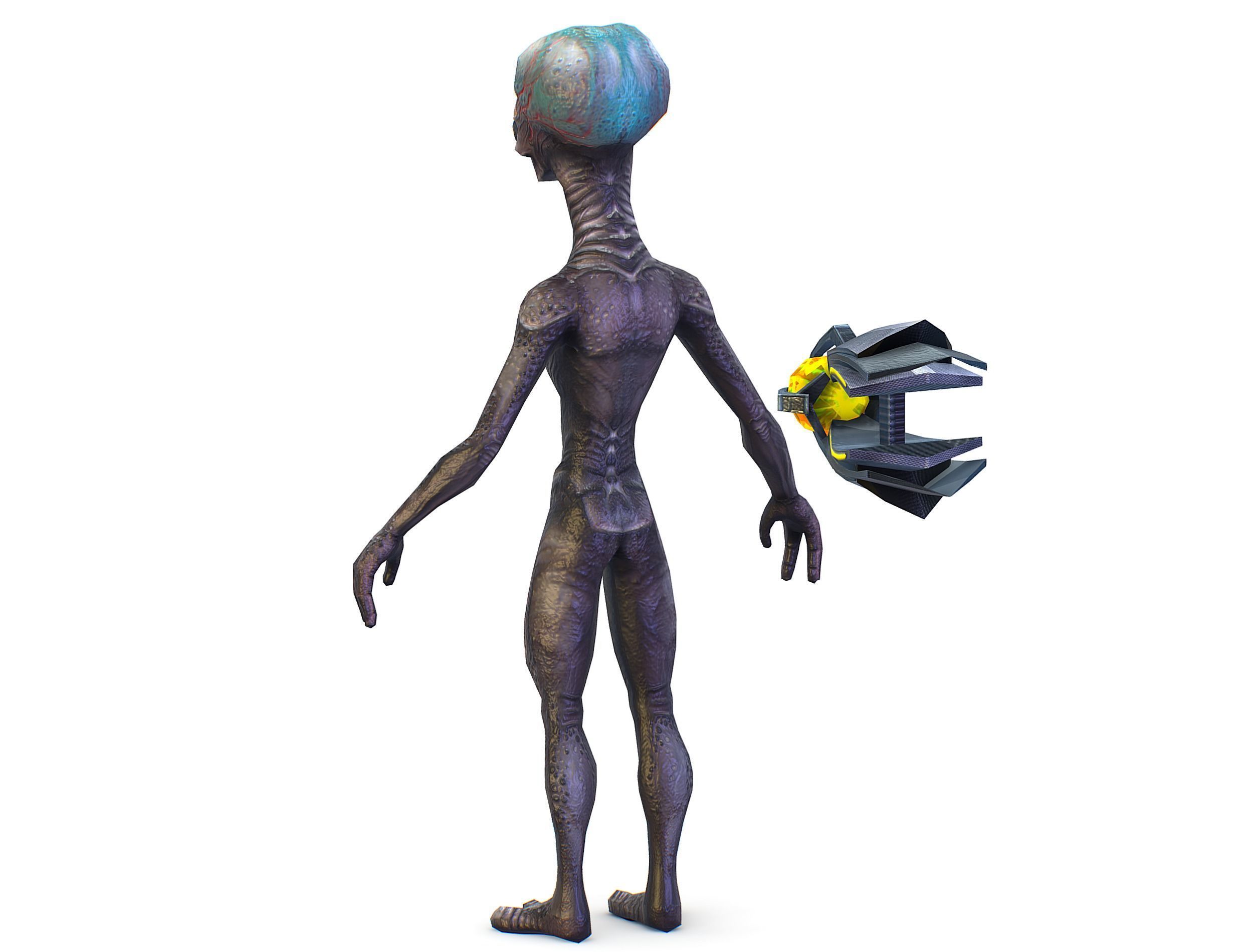 Grey Alien UFO Low-poly 3D model_7