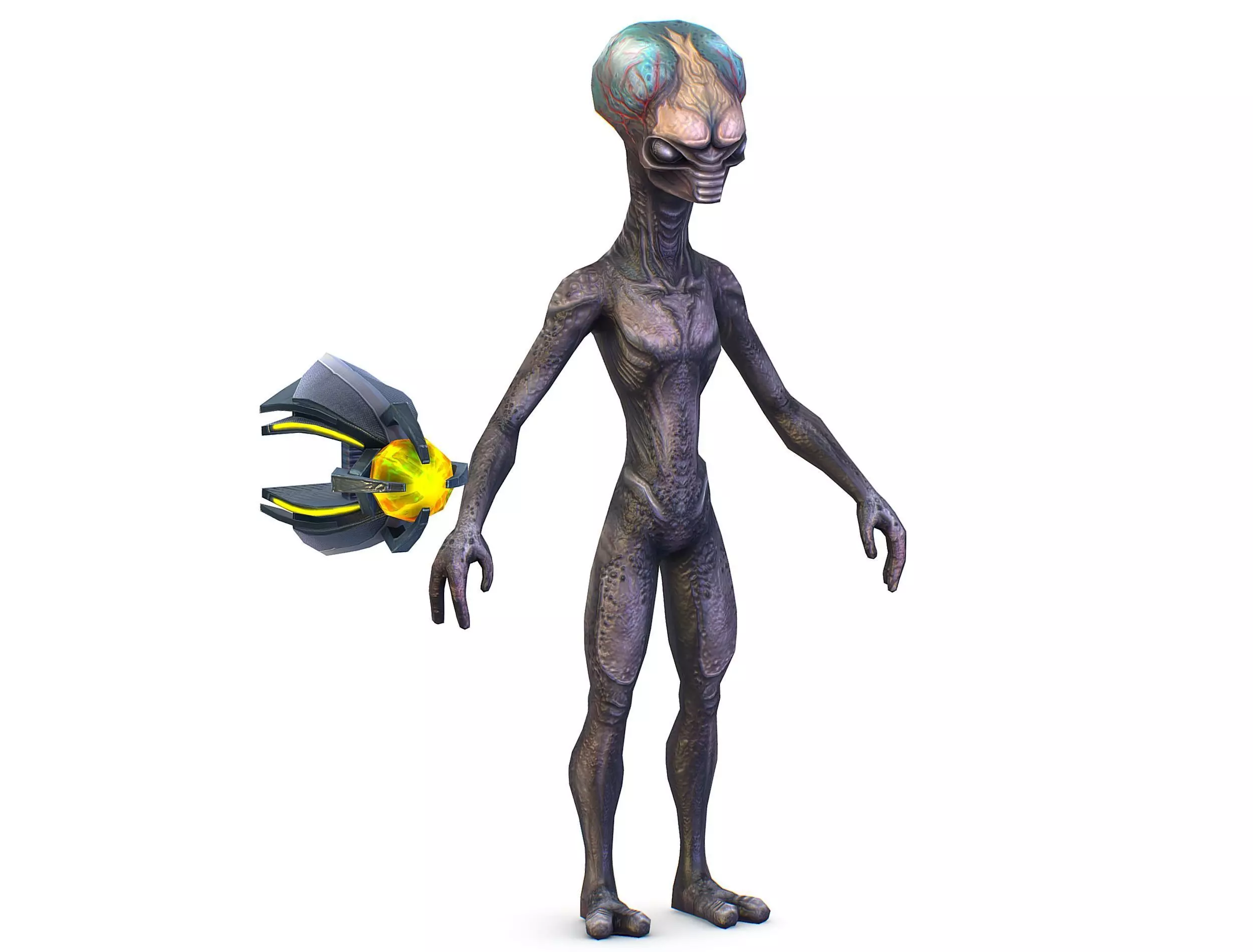 Grey Alien UFO Low-poly 3D model_0