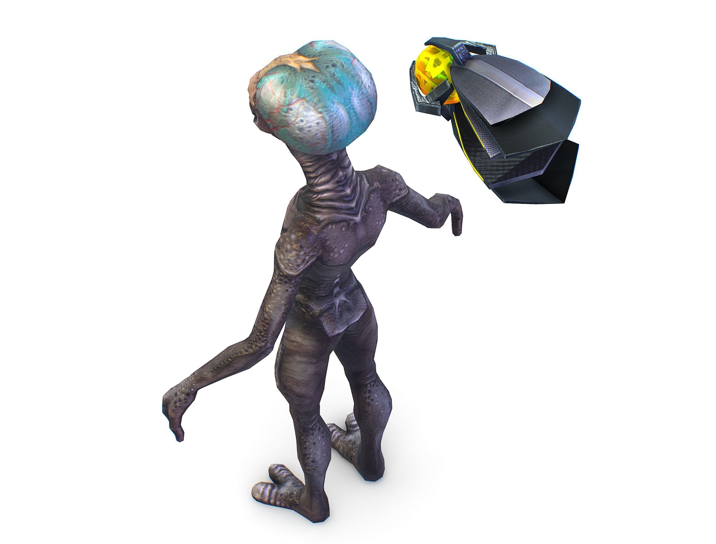 Grey Alien UFO Low-poly 3D model_15
