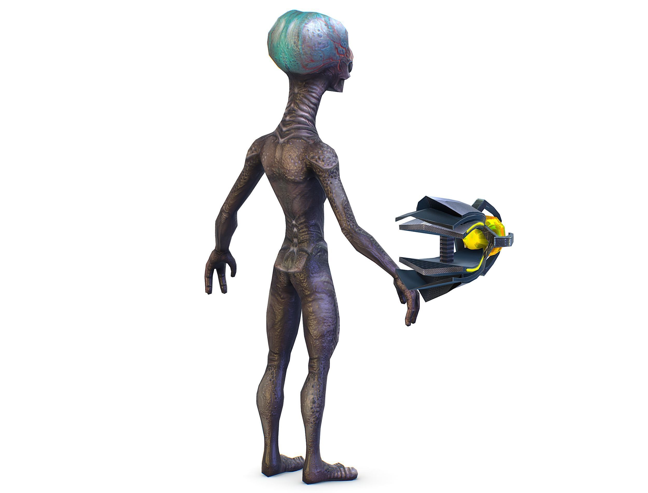 Grey Alien UFO Low-poly 3D model_5