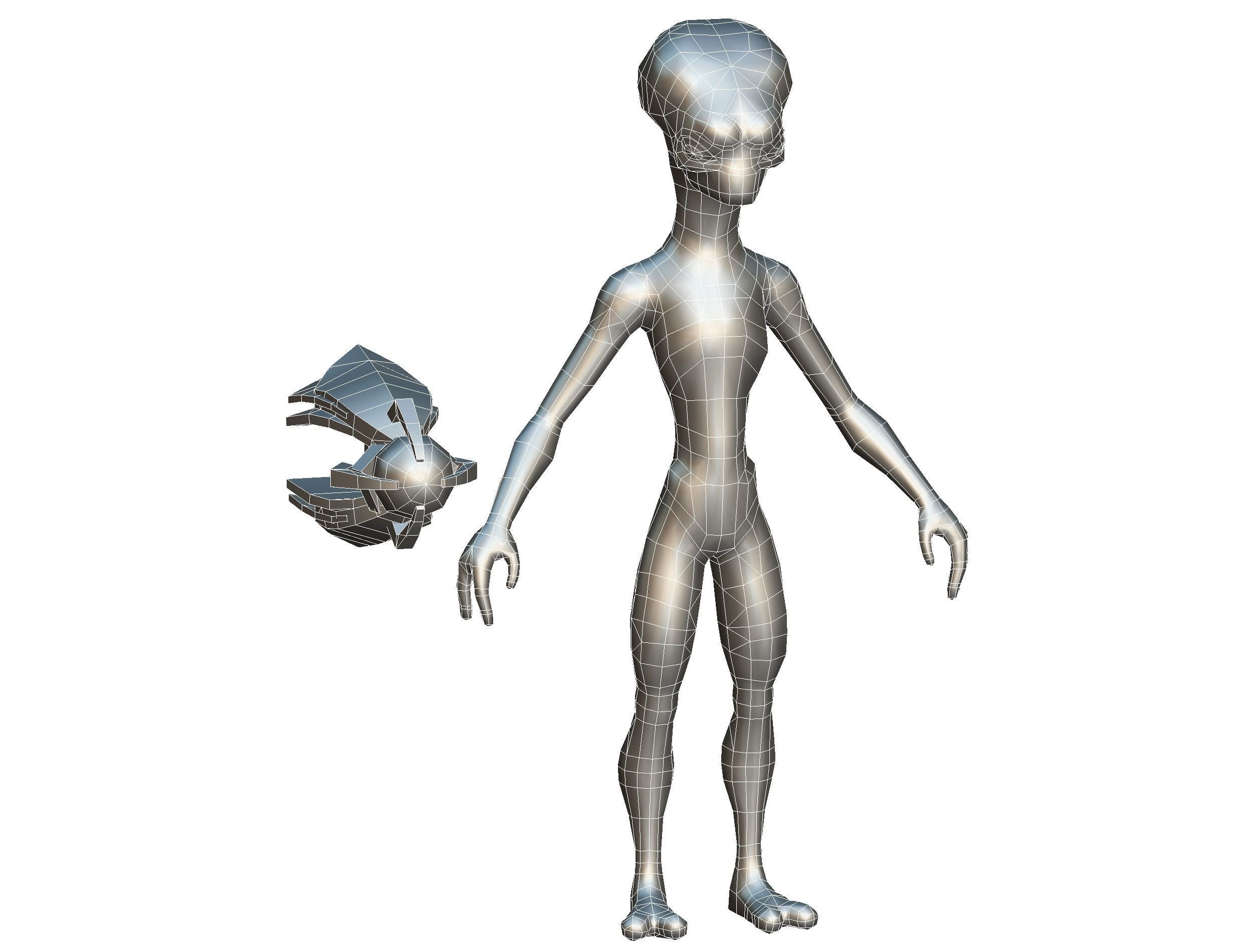 Grey Alien UFO Low-poly 3D model_22
