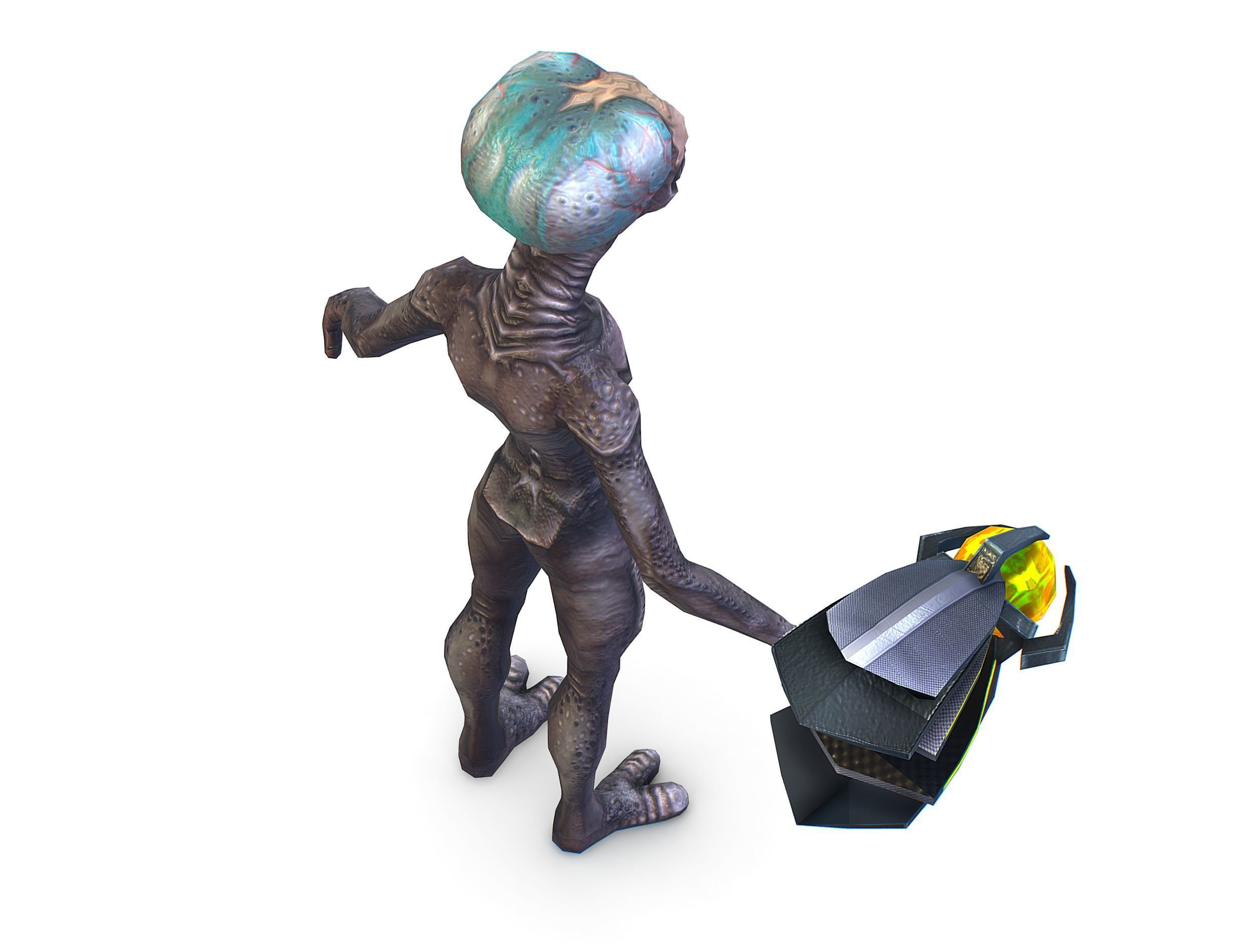 Grey Alien UFO Low-poly 3D model_16