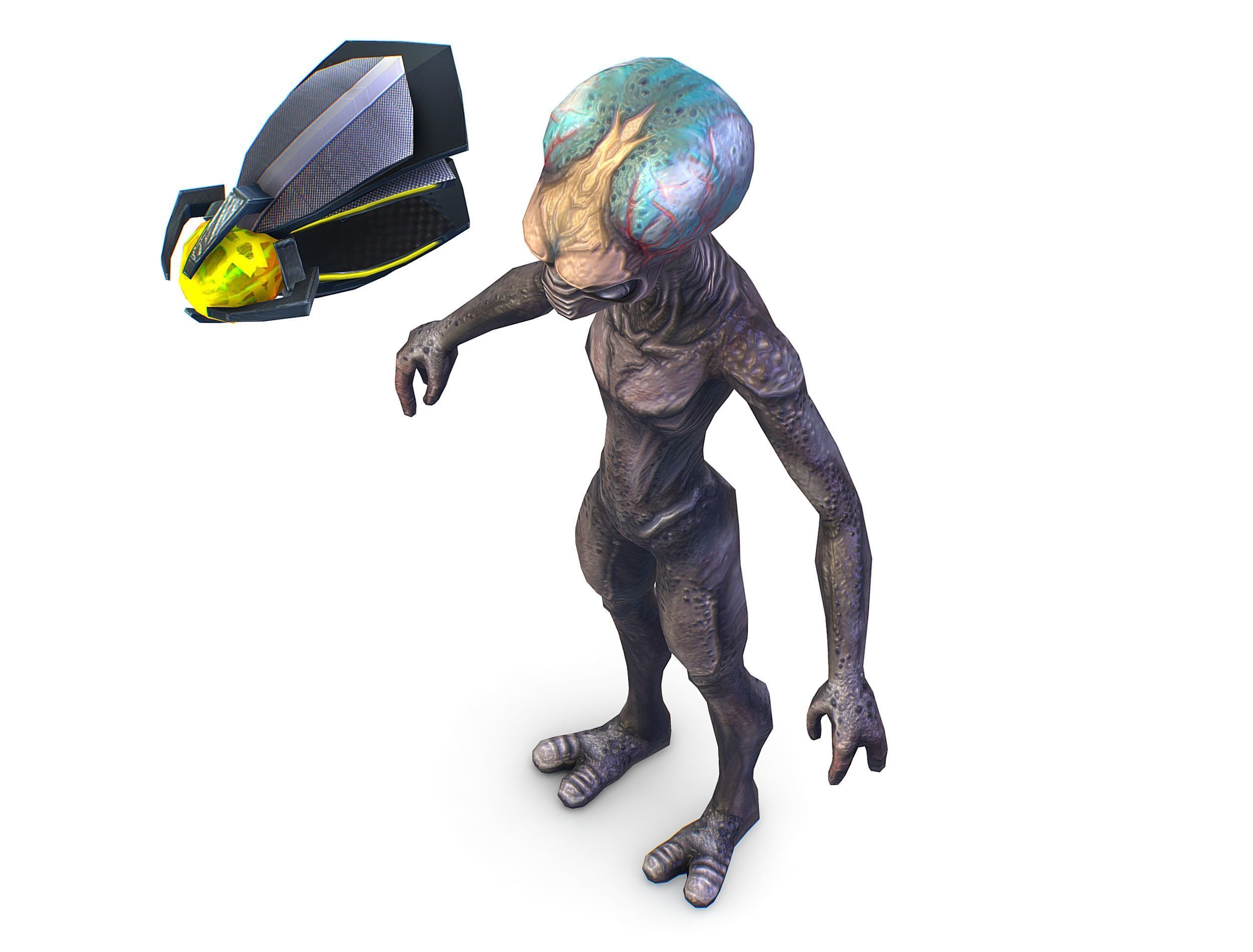 Grey Alien UFO Low-poly 3D model_14