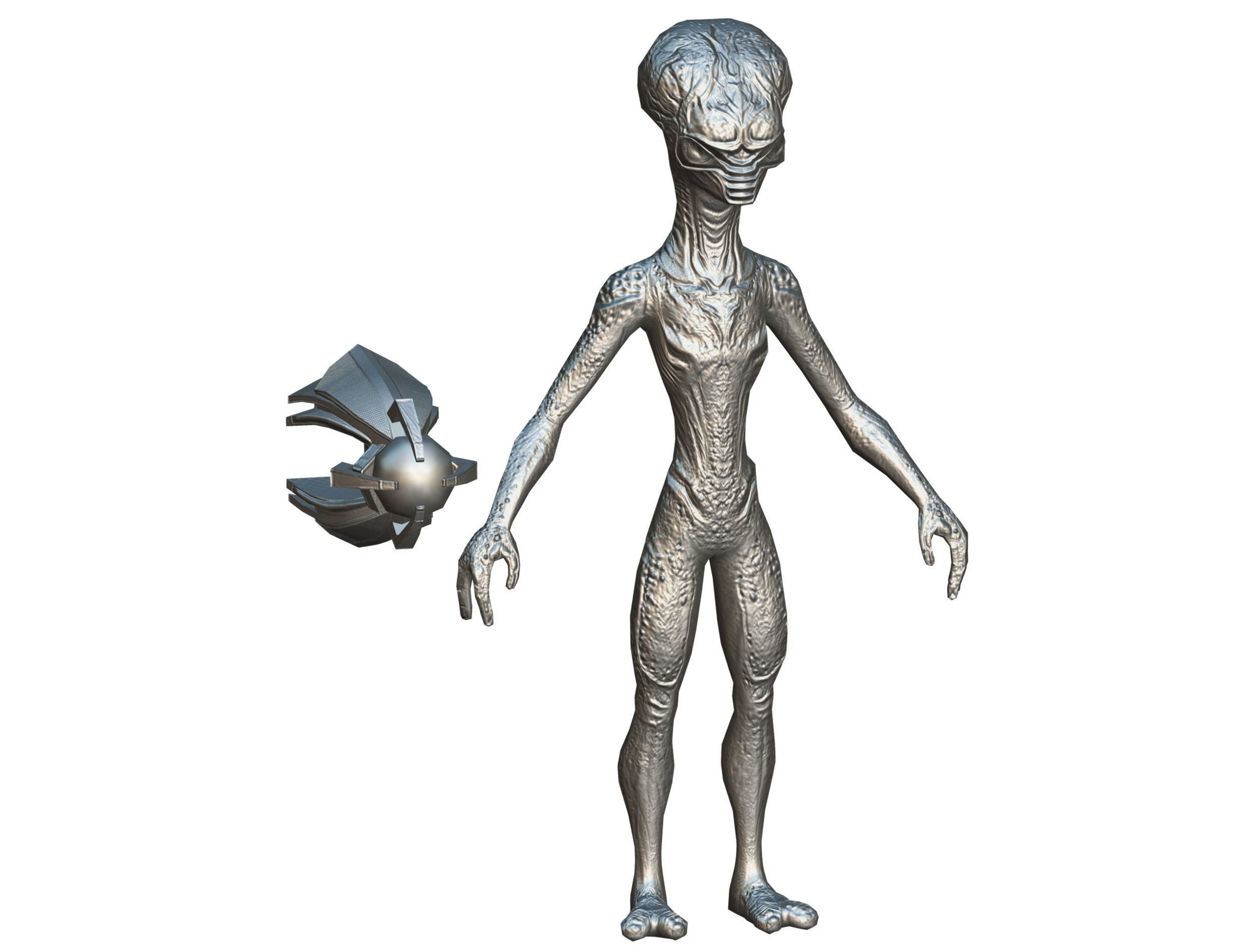 Grey Alien UFO Low-poly 3D model_23