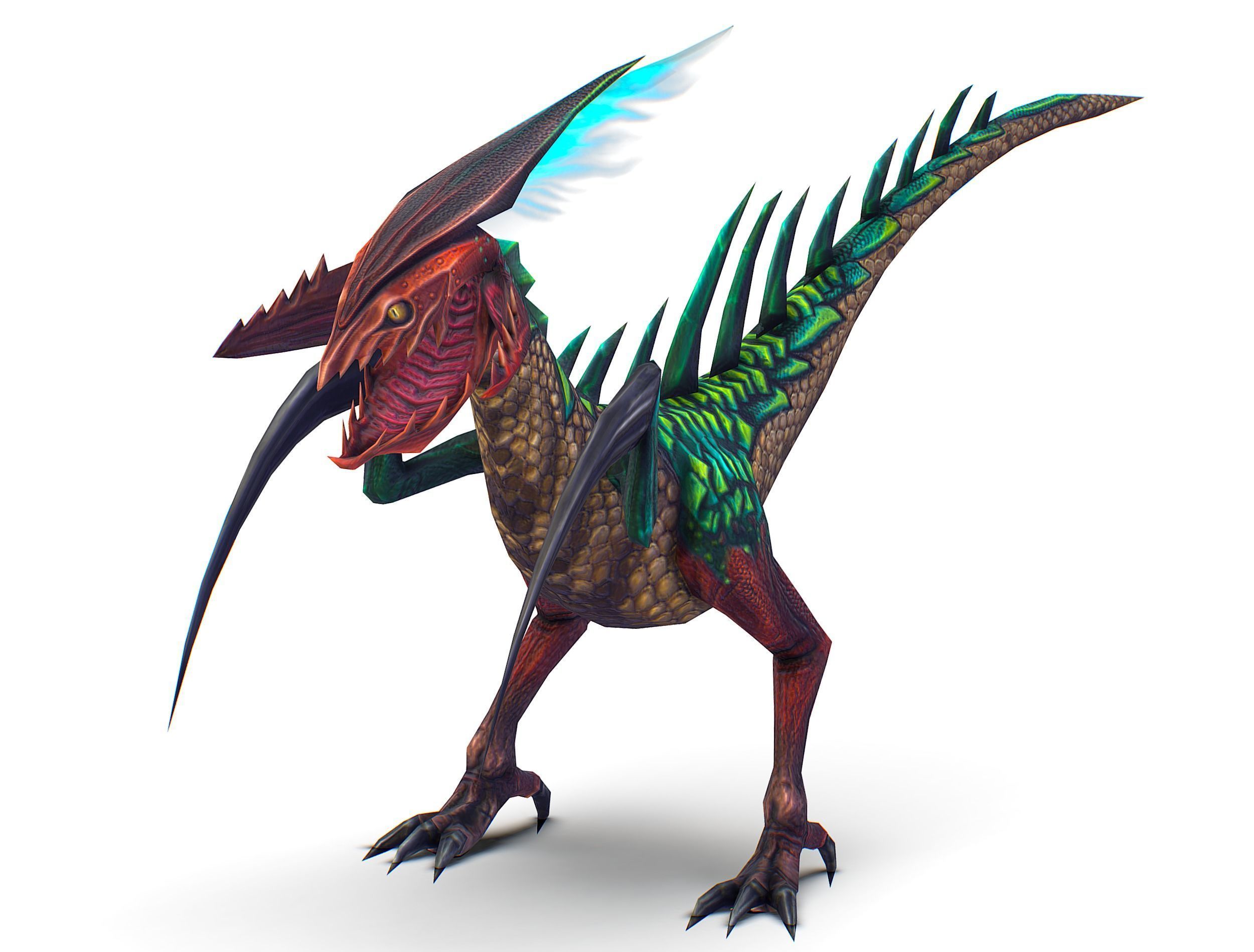 Low Poly Monster Green Alien Dino Low-poly 3D model_4