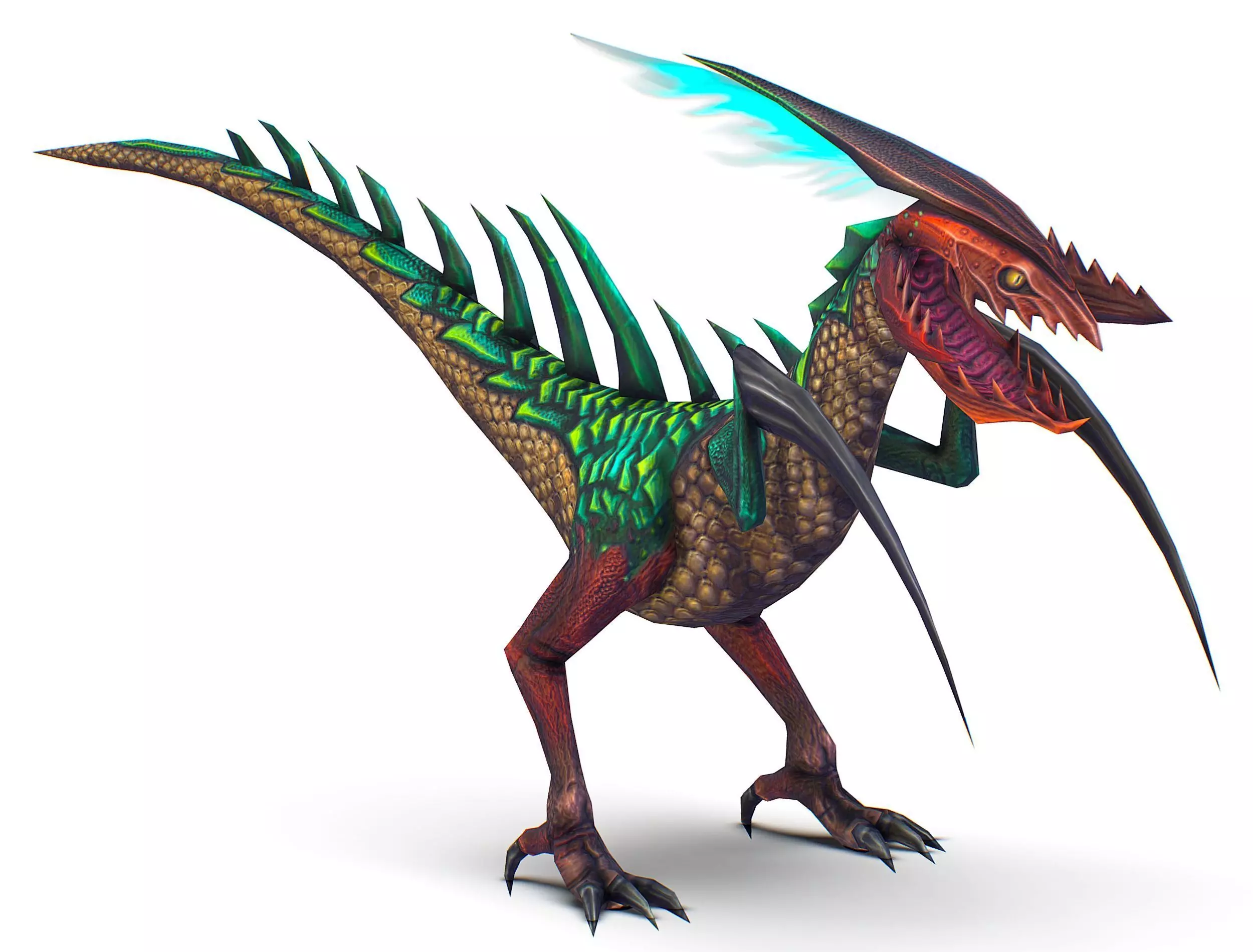 Low Poly Monster Green Alien Dino Low-poly 3D model_0