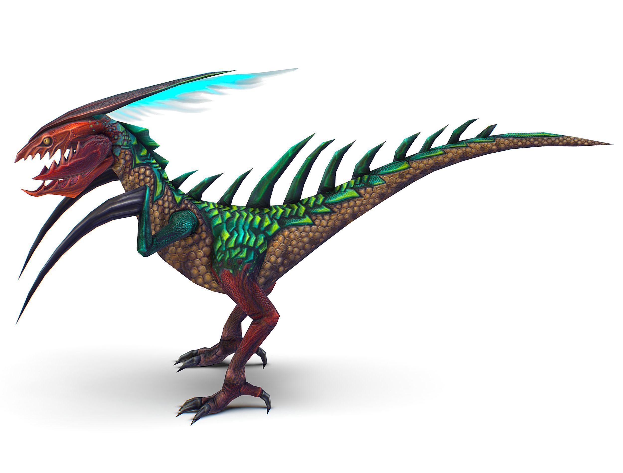 Low Poly Monster Green Alien Dino Low-poly 3D model_6