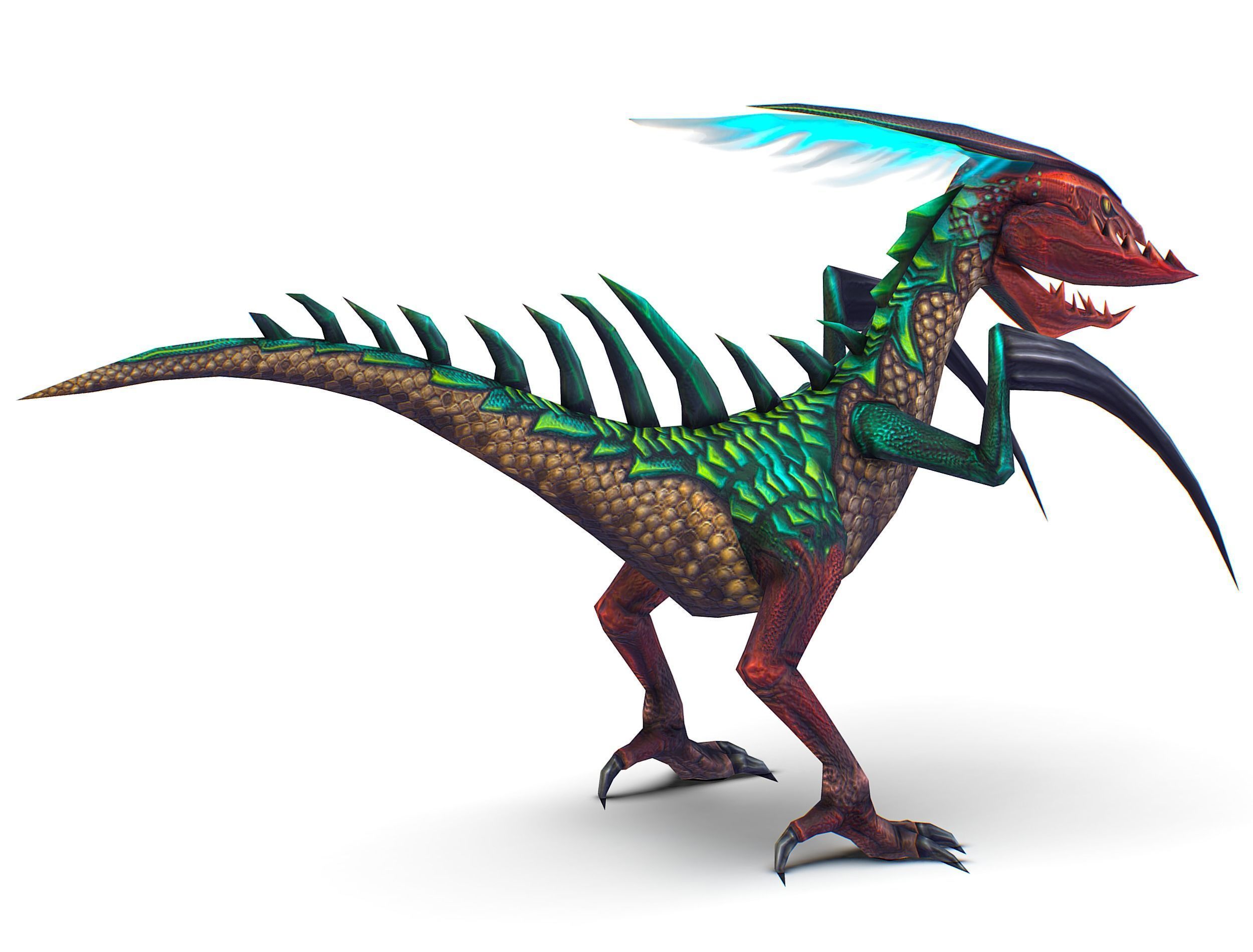 Low Poly Monster Green Alien Dino Low-poly 3D model_11