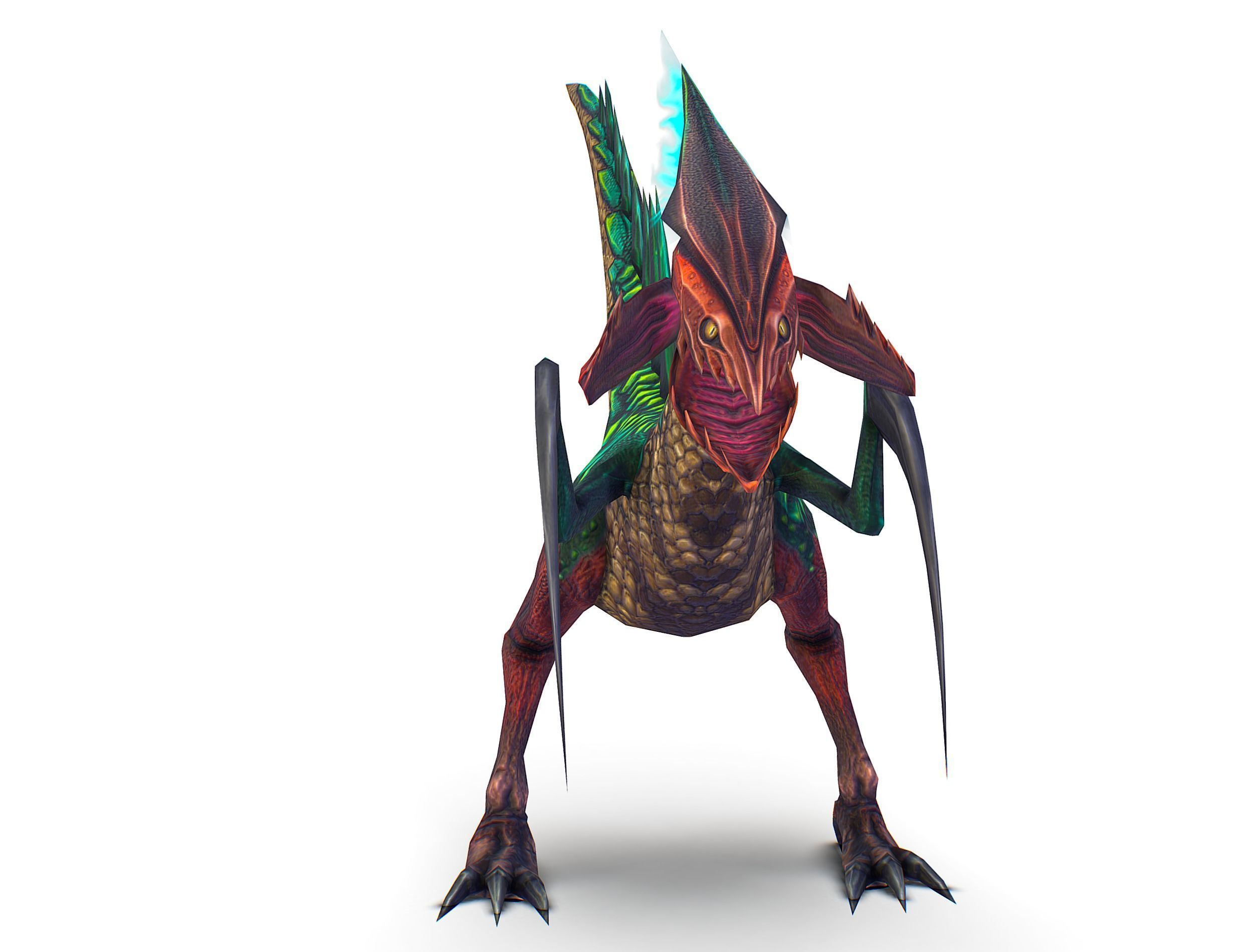 Low Poly Monster Green Alien Dino Low-poly 3D model_2