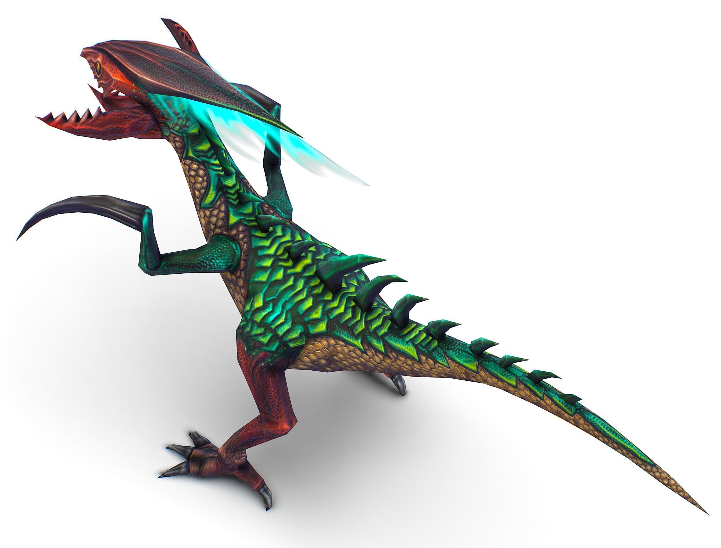 Low Poly Monster Green Alien Dino Low-poly 3D model_17