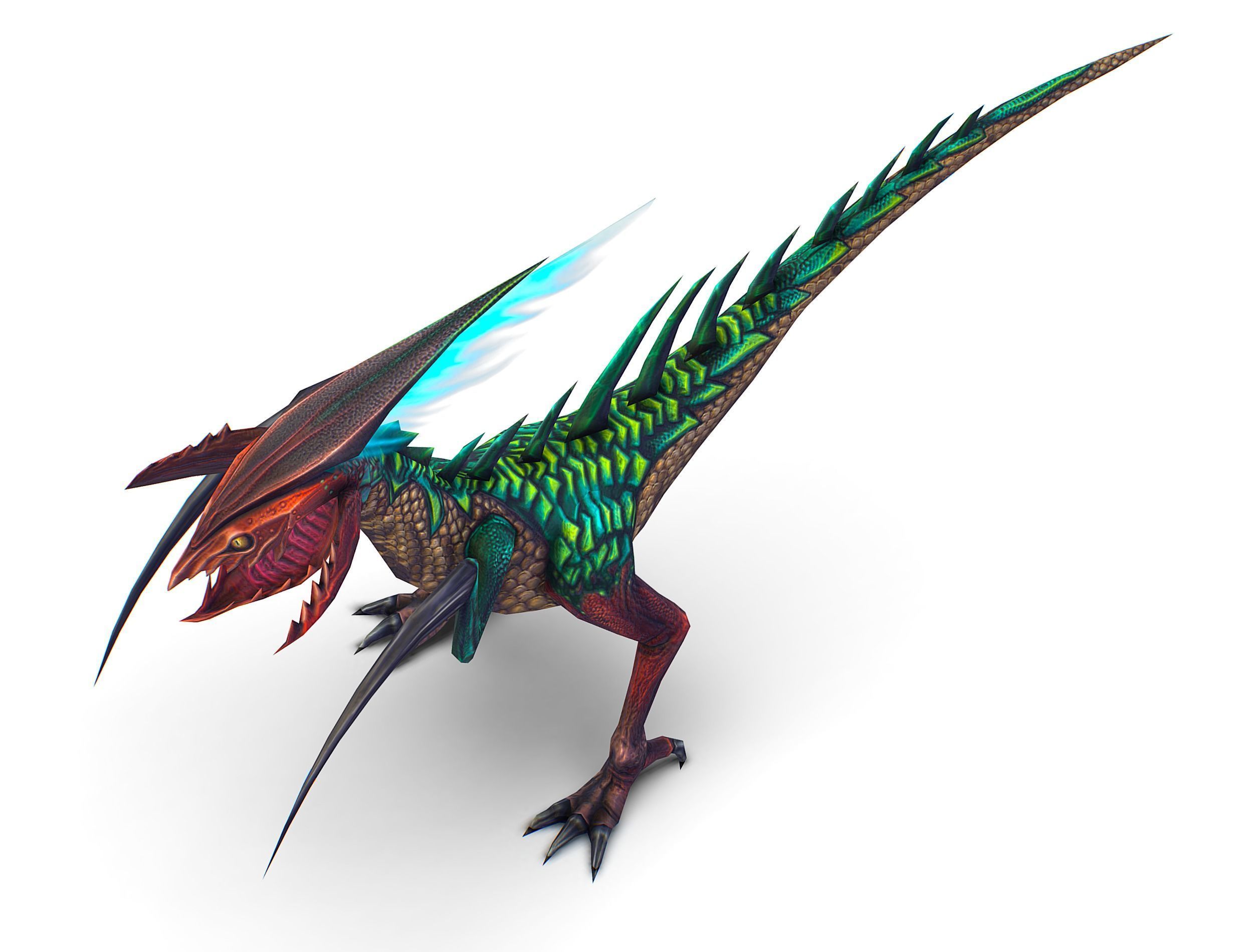 Low Poly Monster Green Alien Dino Low-poly 3D model_16