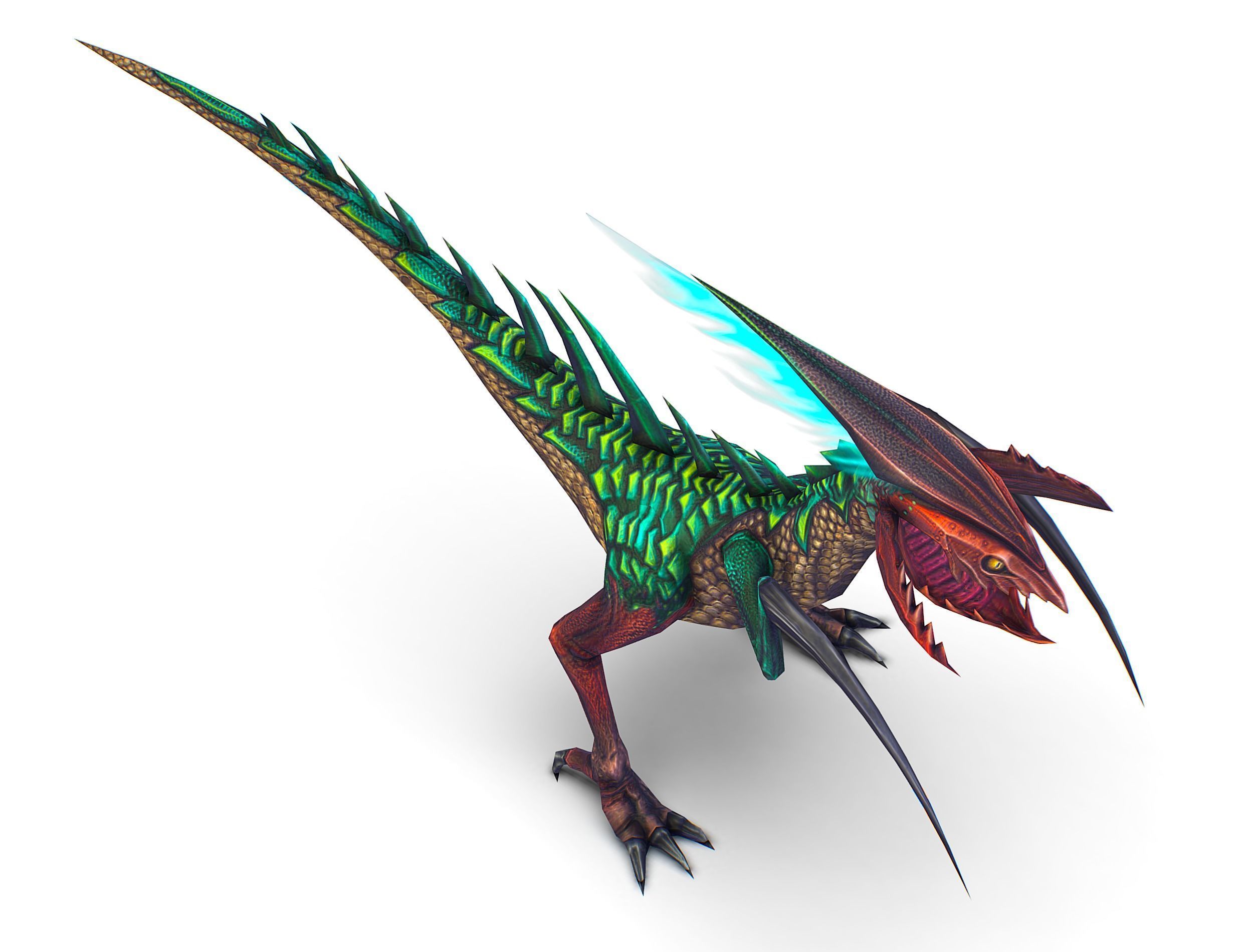 Low Poly Monster Green Alien Dino Low-poly 3D model_15