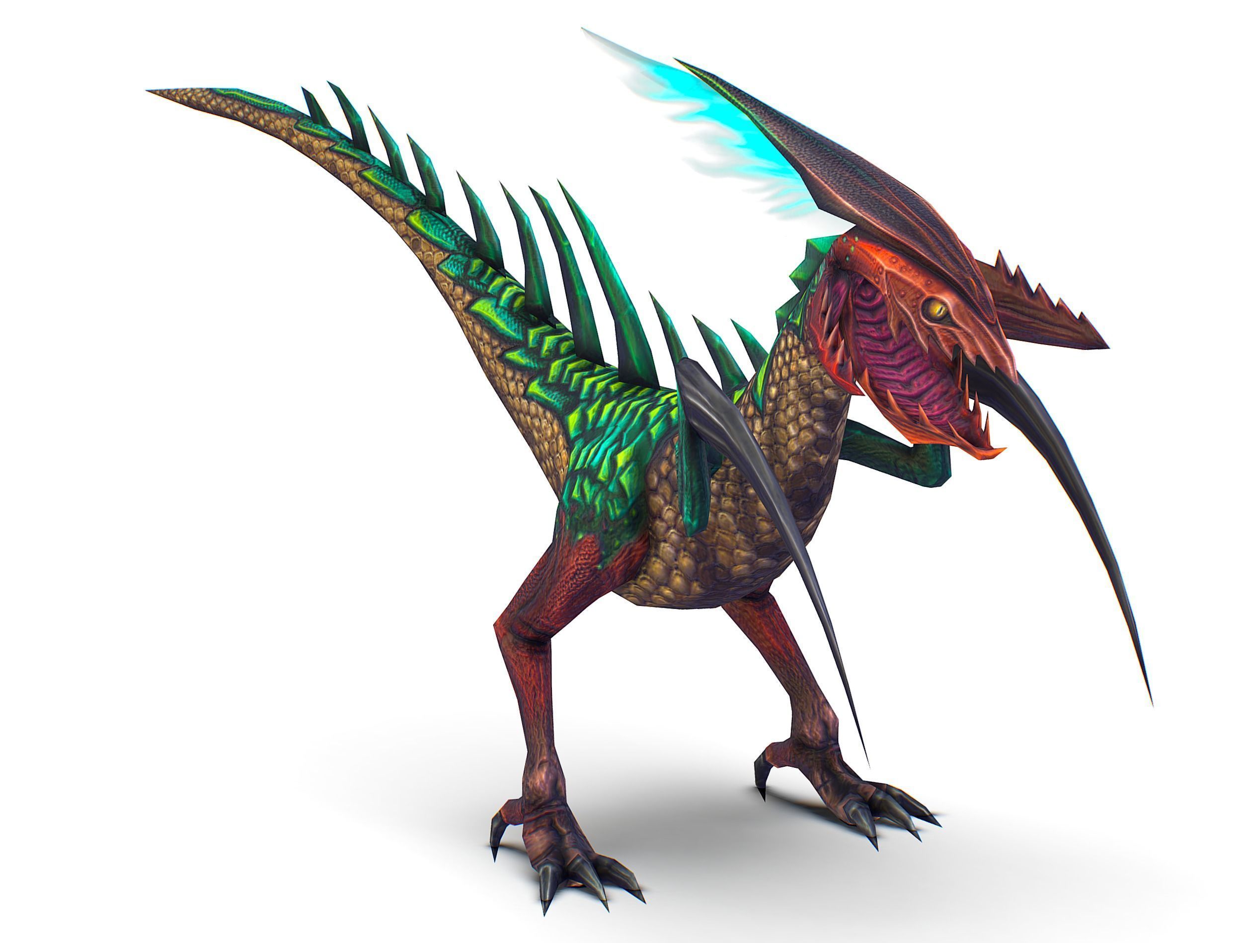 Low Poly Monster Green Alien Dino Low-poly 3D model_14