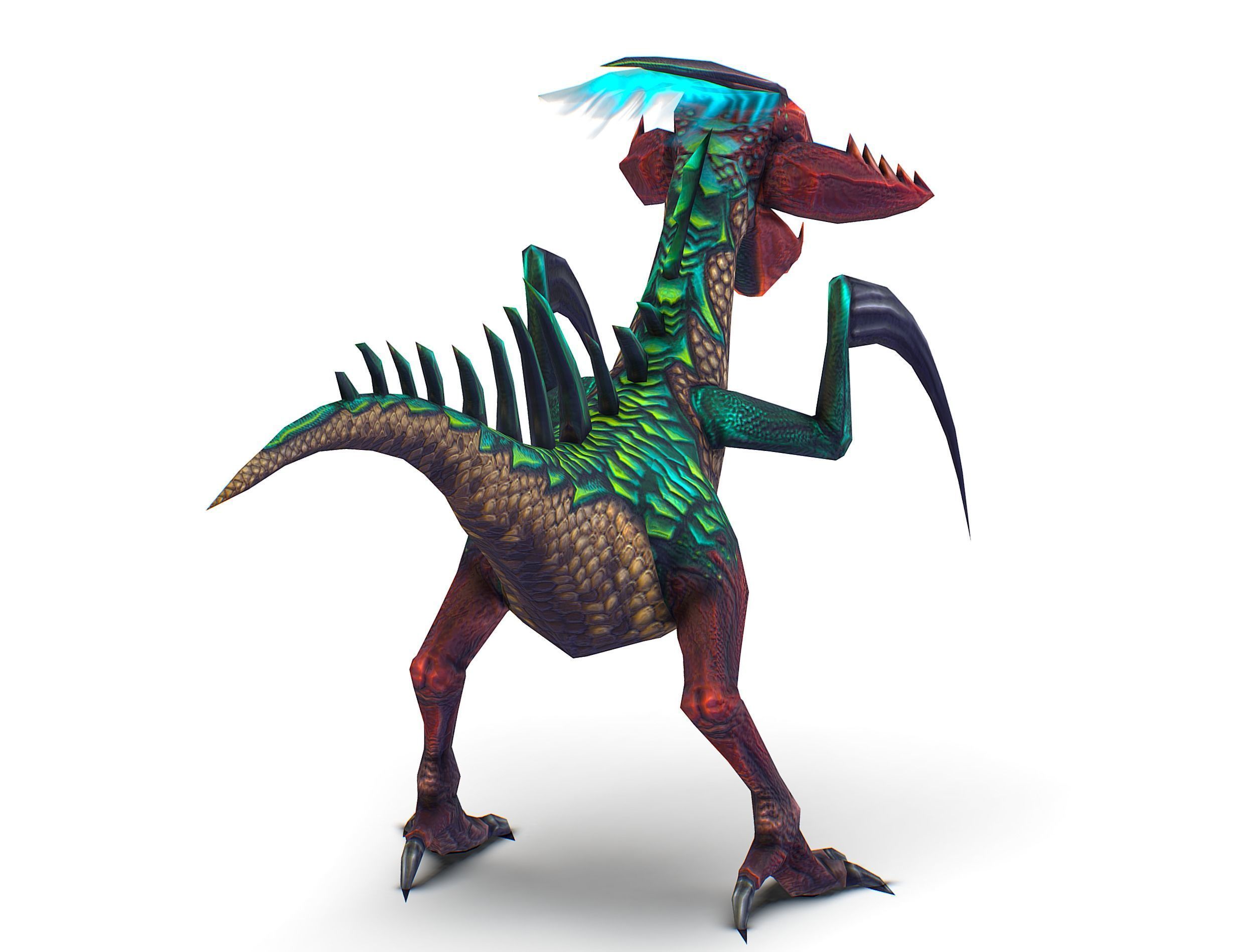 Low Poly Monster Green Alien Dino Low-poly 3D model_10
