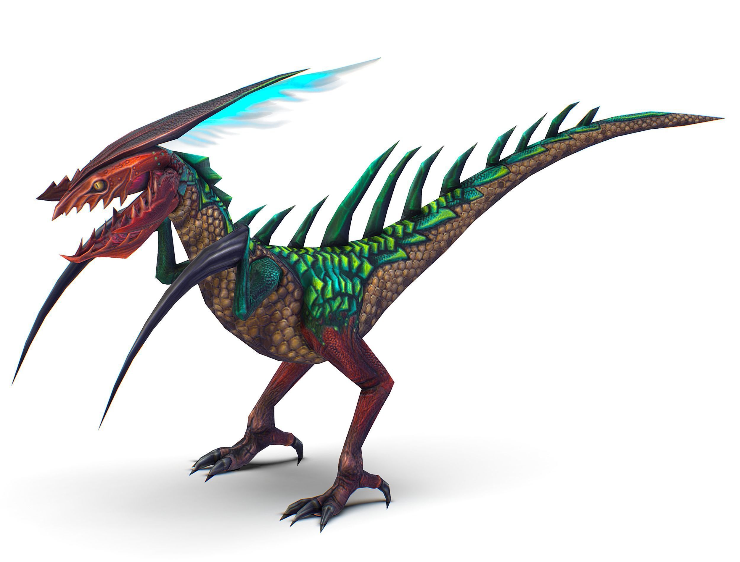 Low Poly Monster Green Alien Dino Low-poly 3D model_5