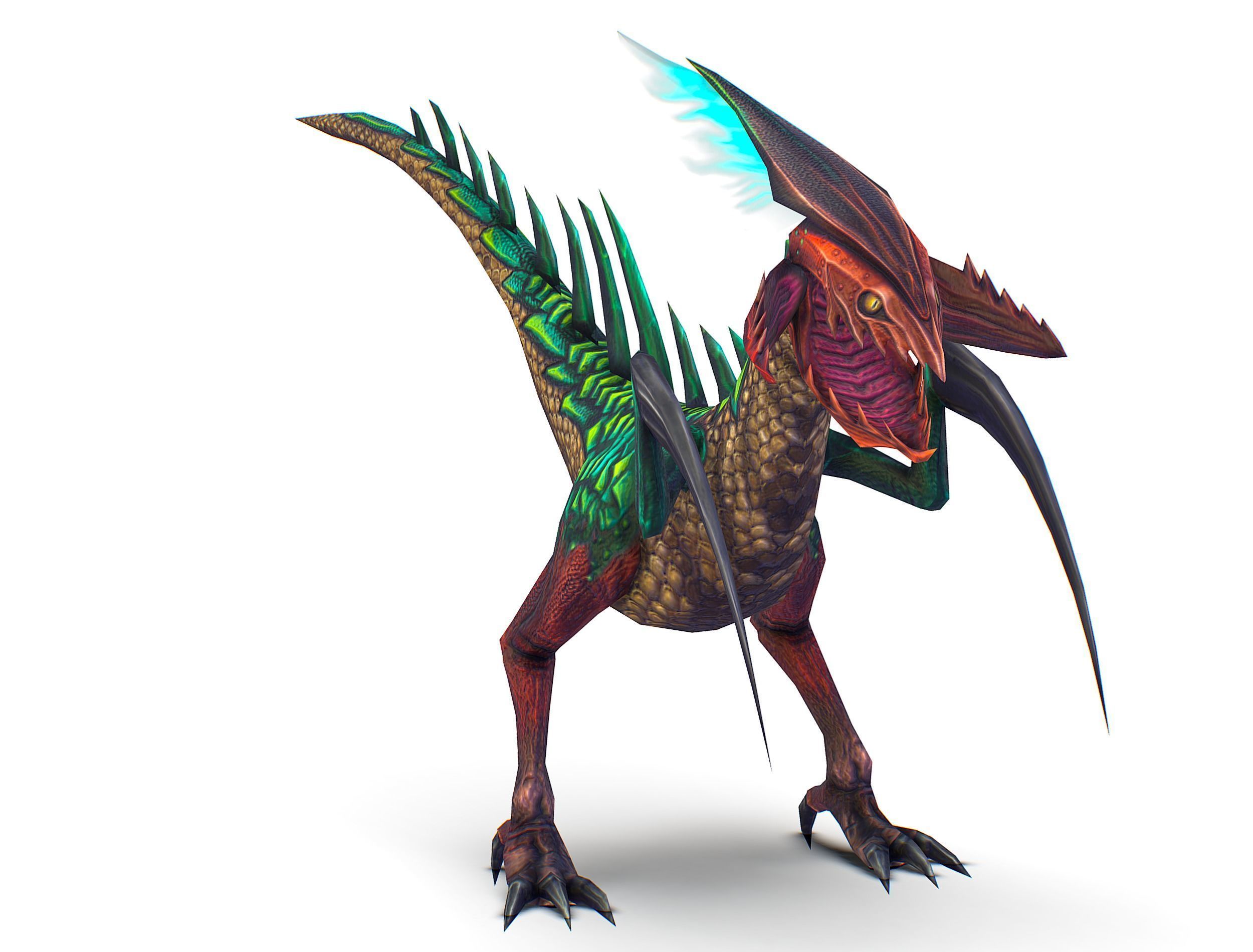 Low Poly Monster Green Alien Dino Low-poly 3D model_1