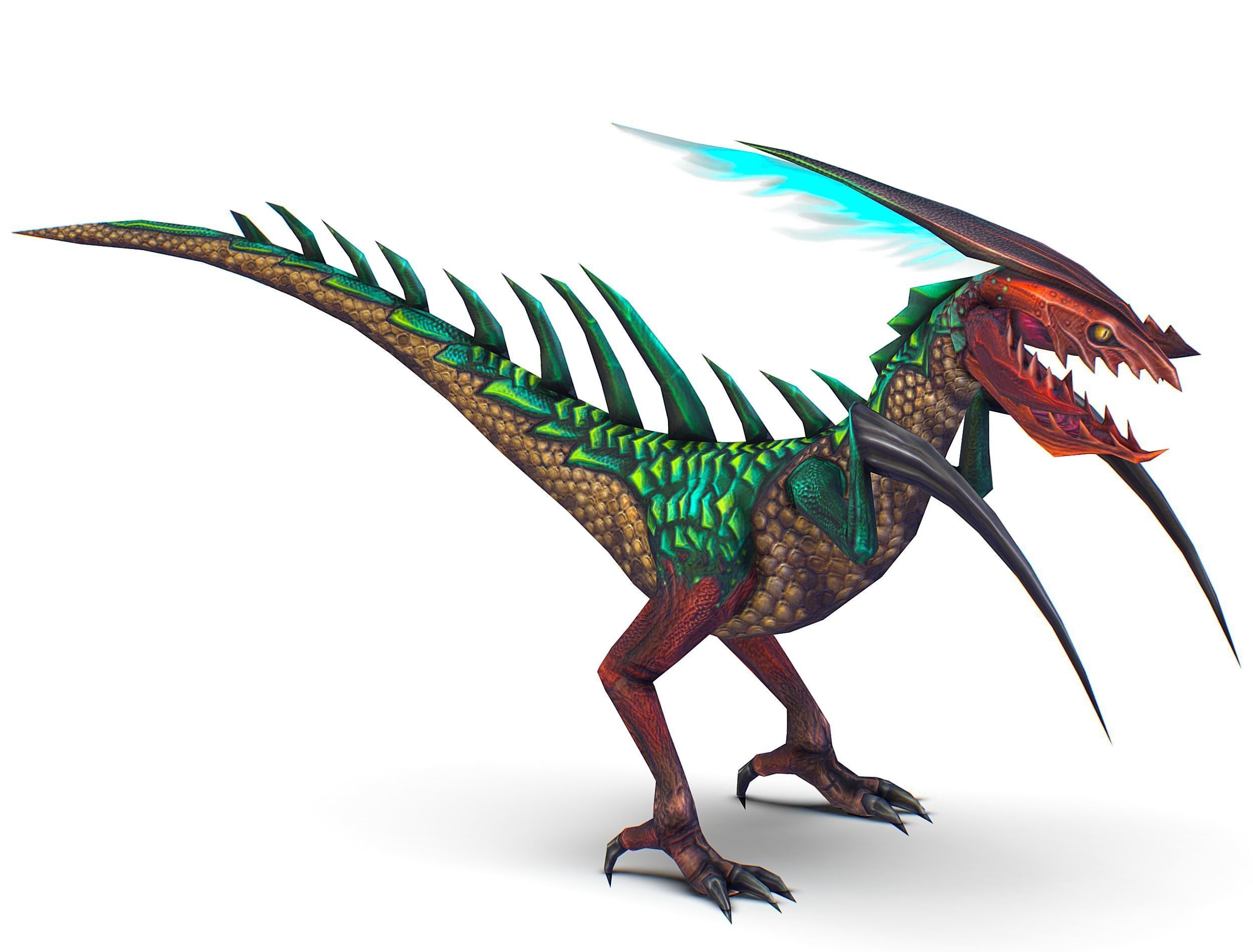 Low Poly Monster Green Alien Dino Low-poly 3D model_13