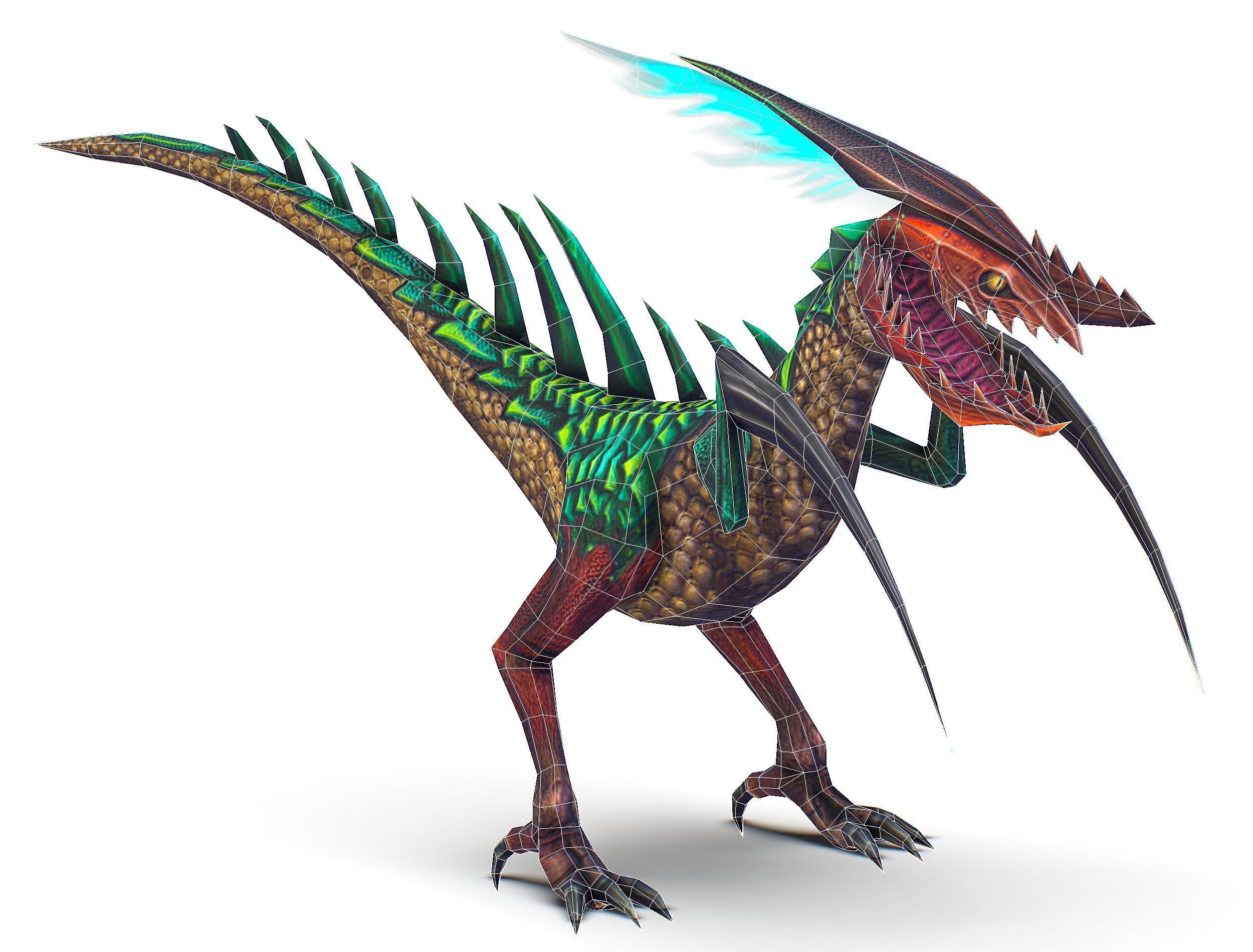 Low Poly Monster Green Alien Dino Low-poly 3D model_19