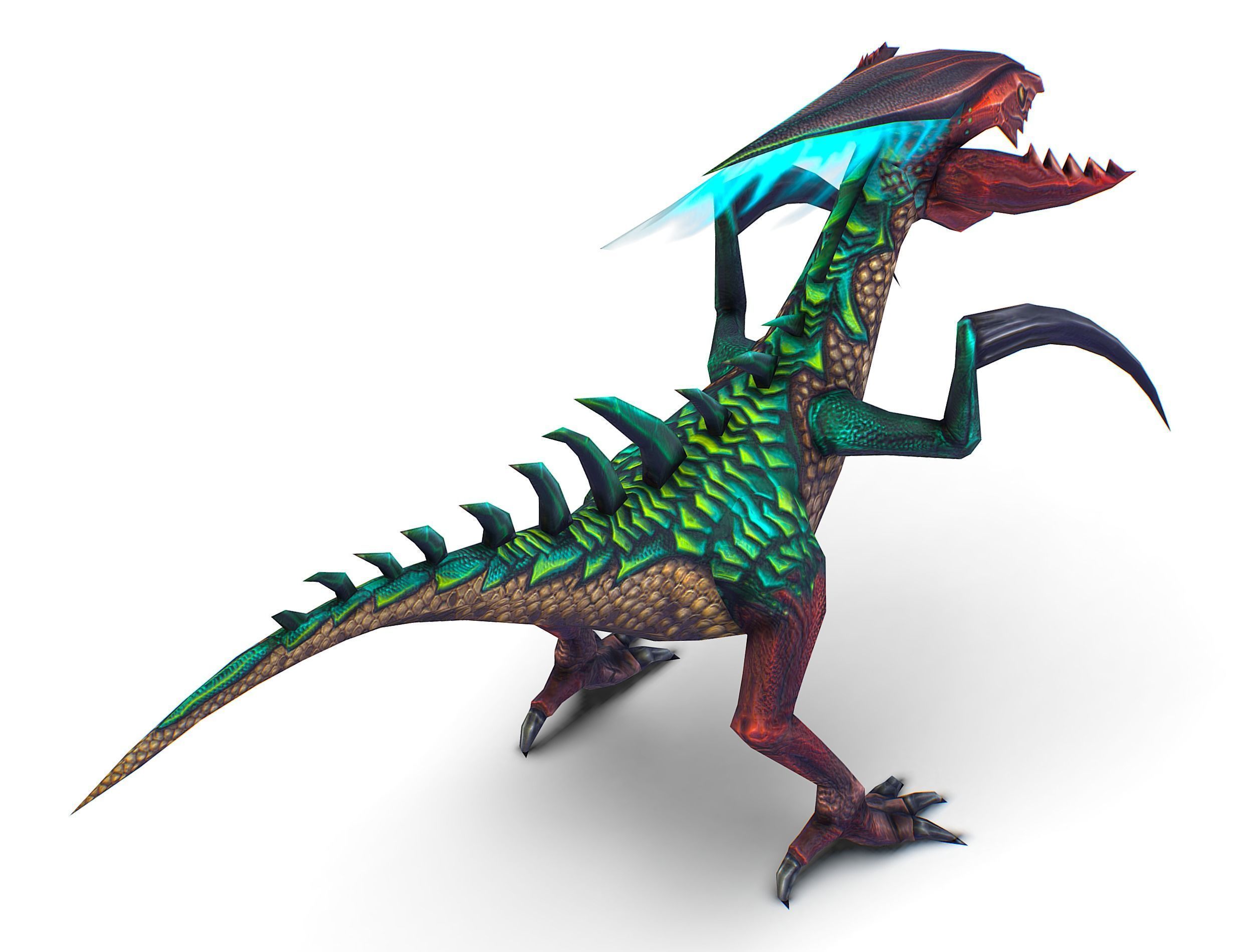 Low Poly Monster Green Alien Dino Low-poly 3D model_18