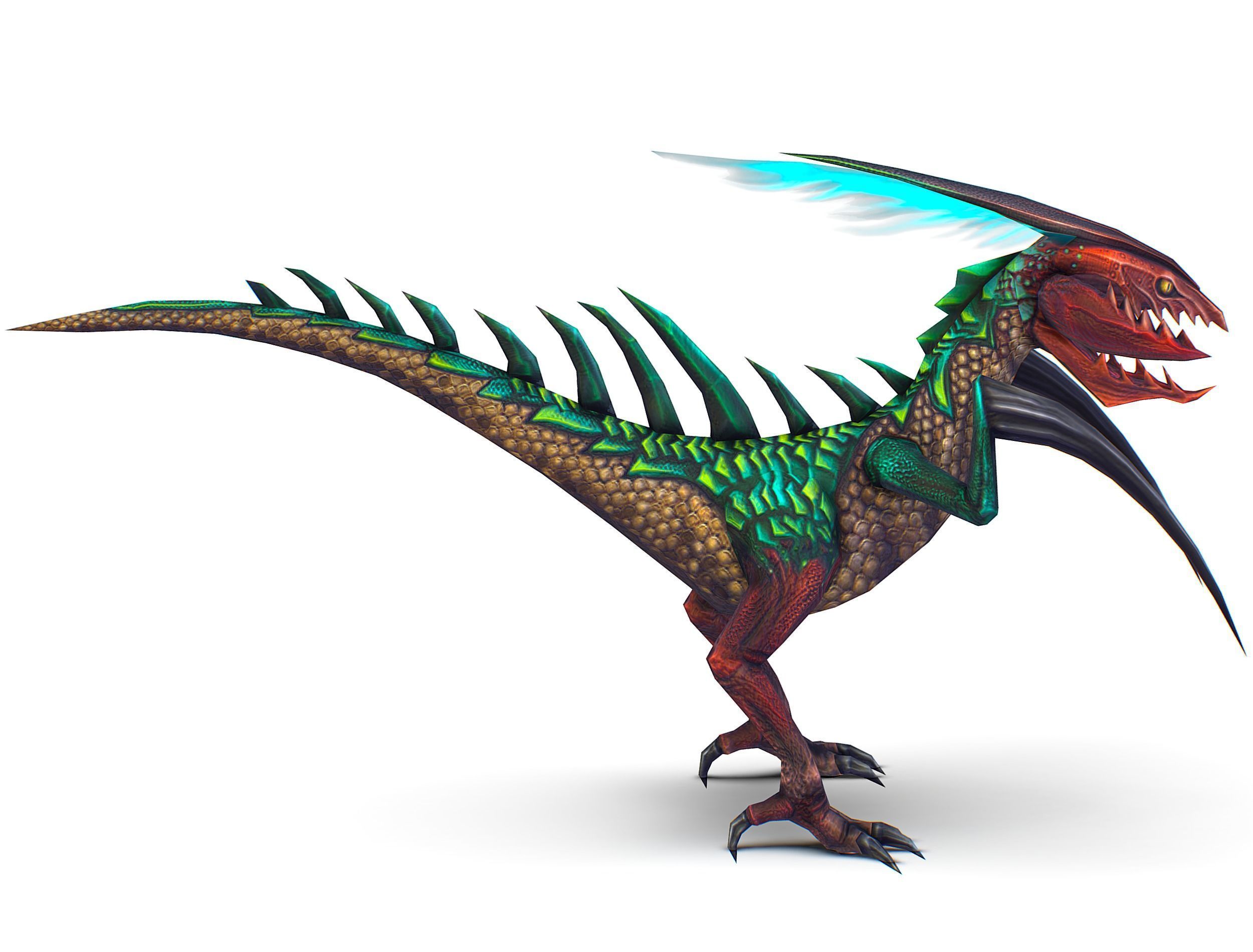 Low Poly Monster Green Alien Dino Low-poly 3D model_12