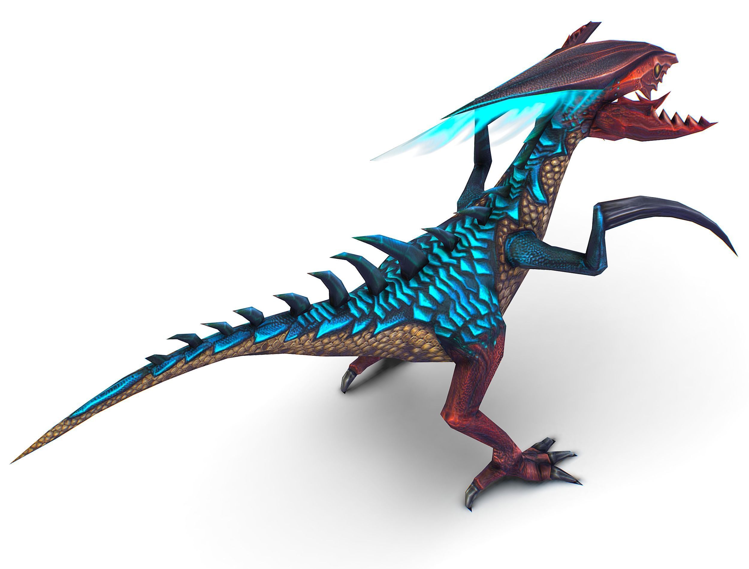 Low Poly Monster Blue Alien Dino Low-poly 3D model_15