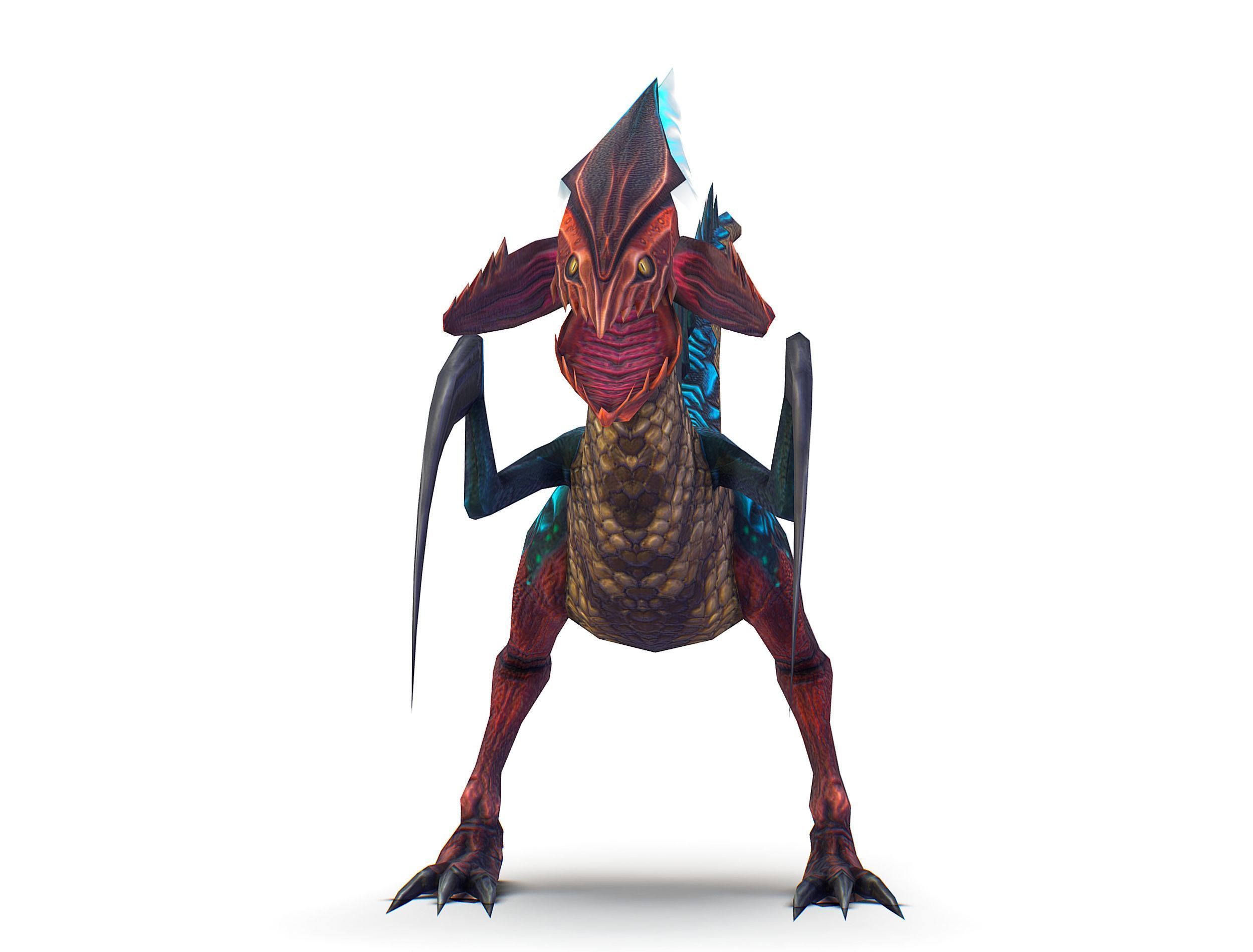 Low Poly Monster Blue Alien Dino Low-poly 3D model_3