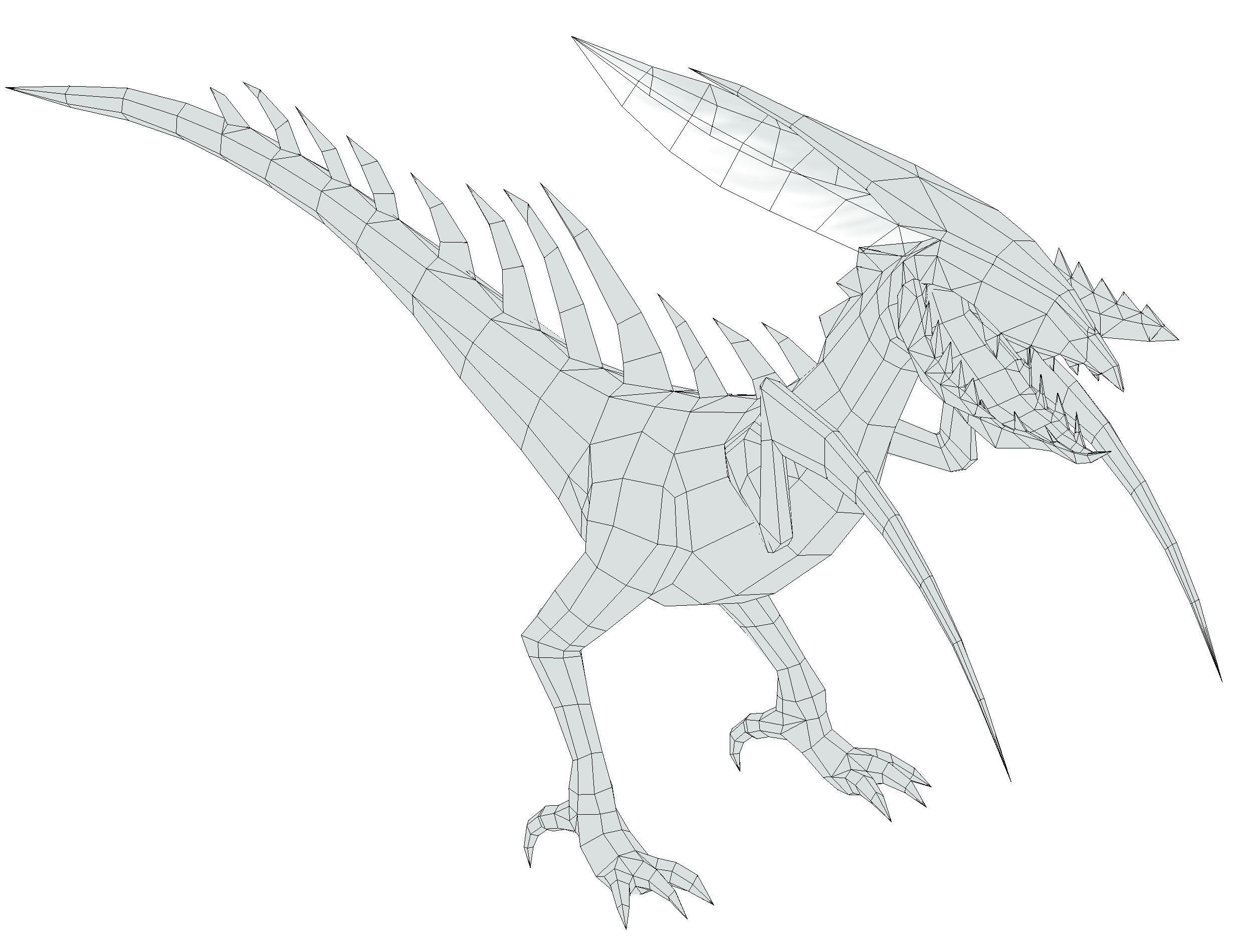 Low Poly Monster Blue Alien Dino Low-poly 3D model_19