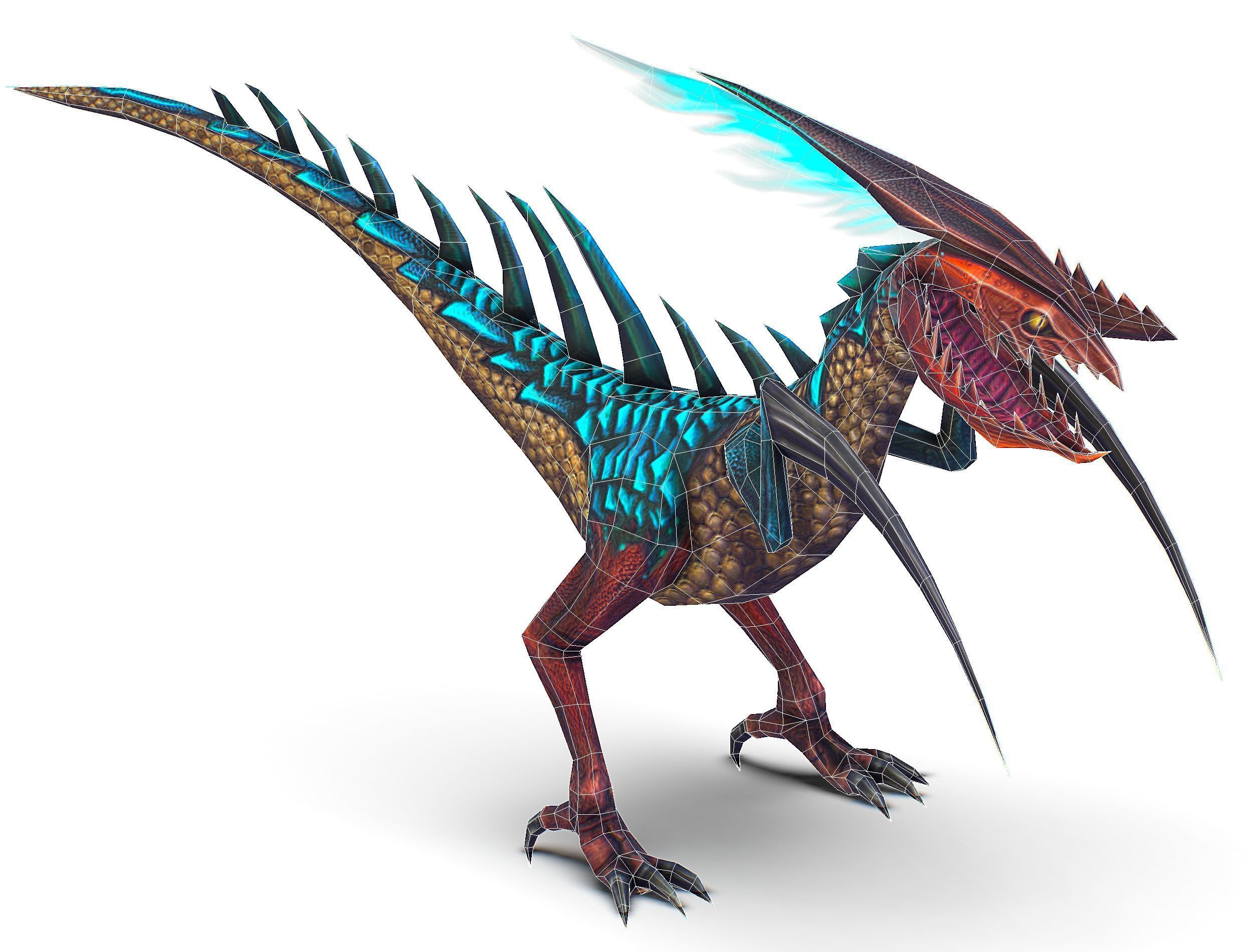 Low Poly Monster Blue Alien Dino Low-poly 3D model_16