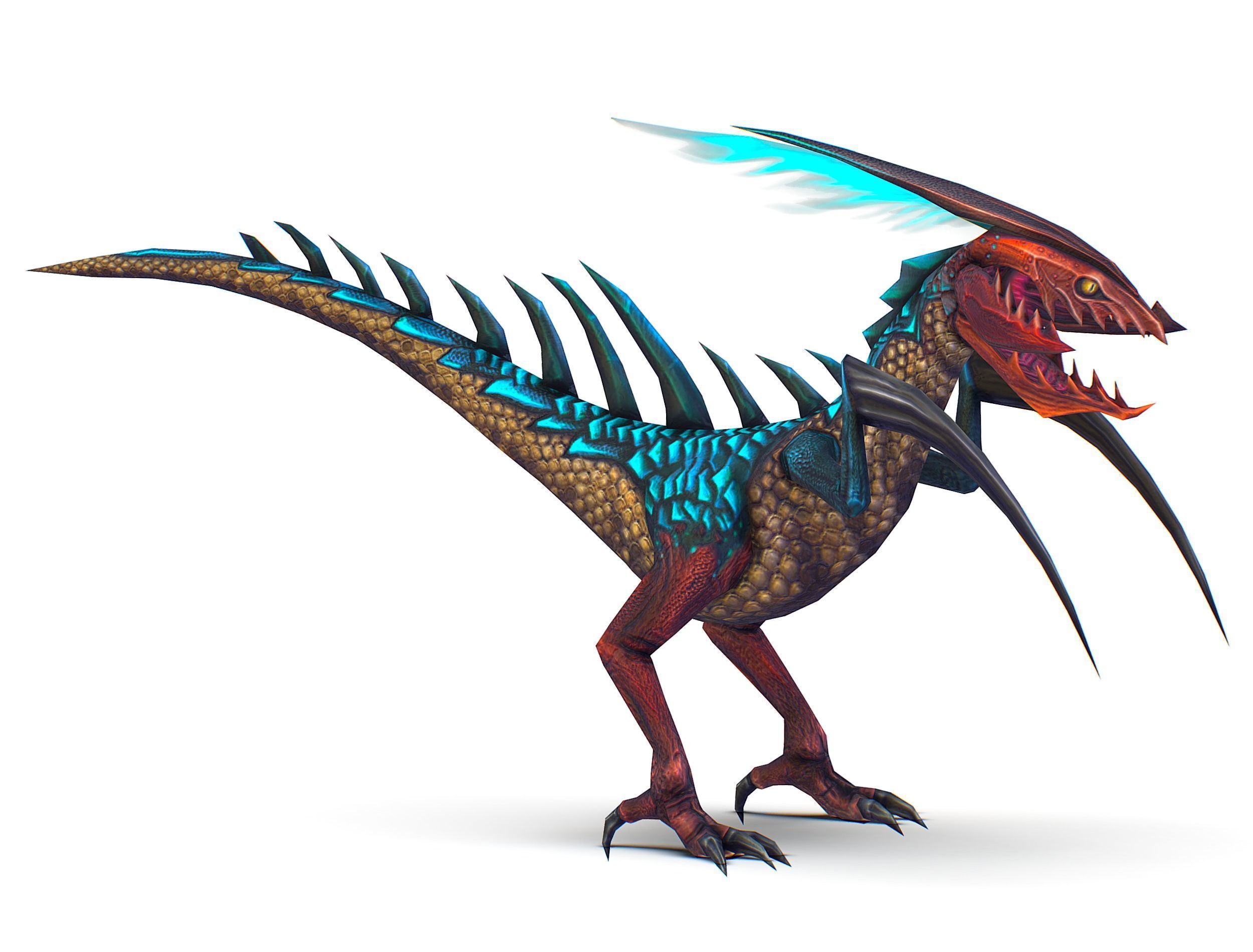 Low Poly Monster Blue Alien Dino Low-poly 3D model_11